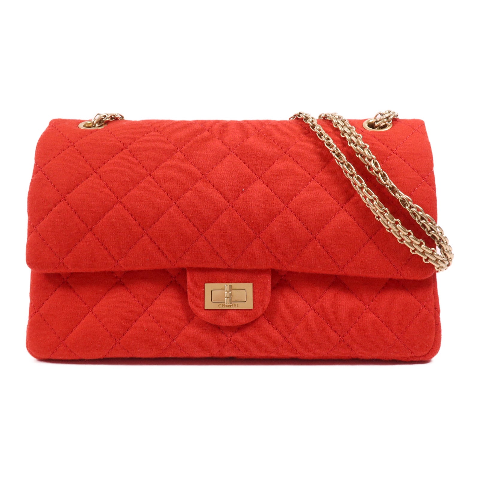 CHANEL 【激減優惠】布料Chanel 2.55金扣鏈帶肩背袋