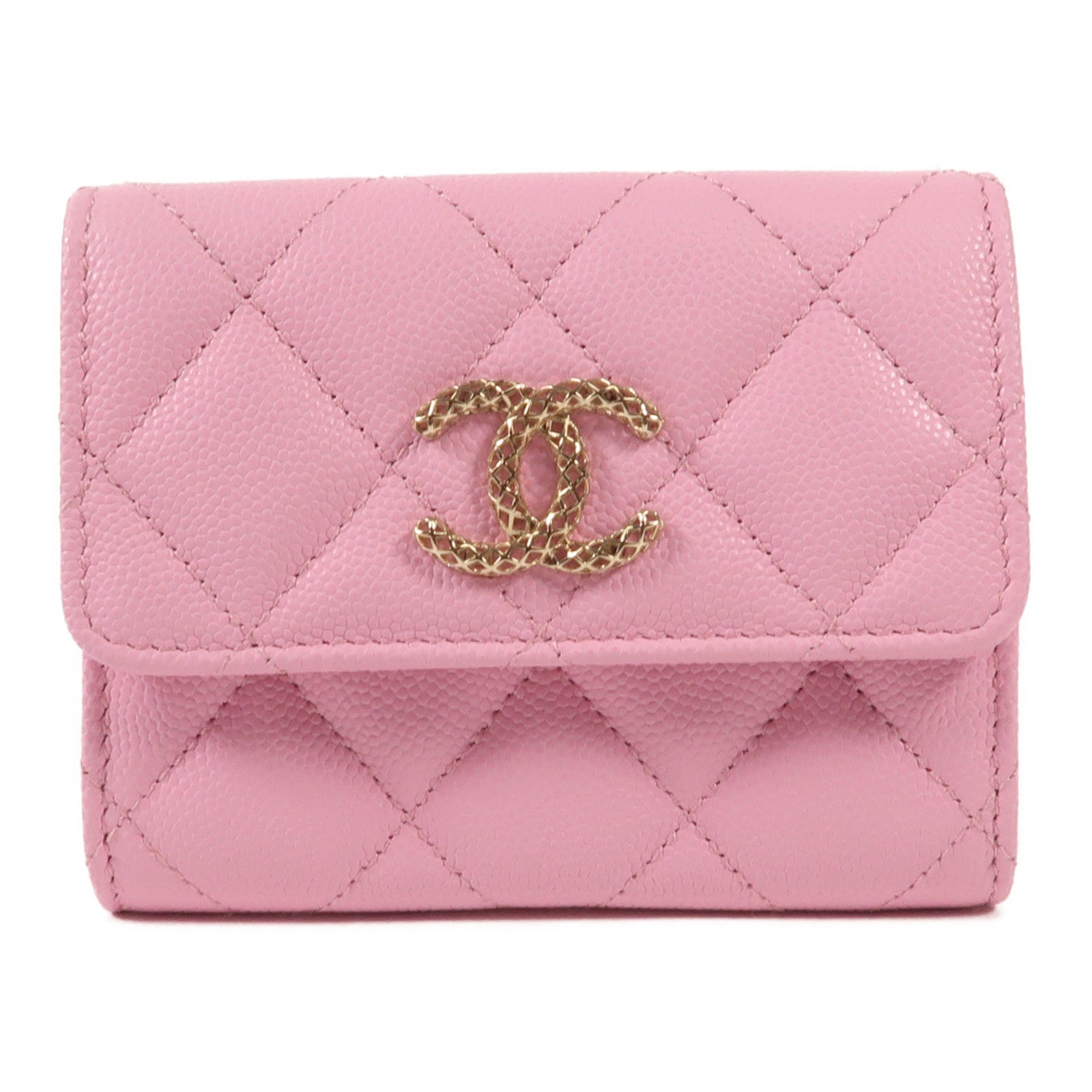 CHANEL 牛皮皮革Wallet金扣錢包