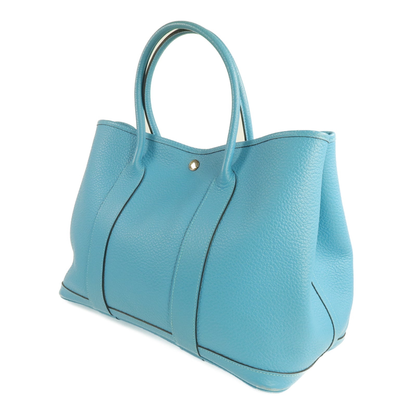 HERMES 【激減優惠】Negonda皮革Garden Party PM銀扣手挽袋Bleu Paon