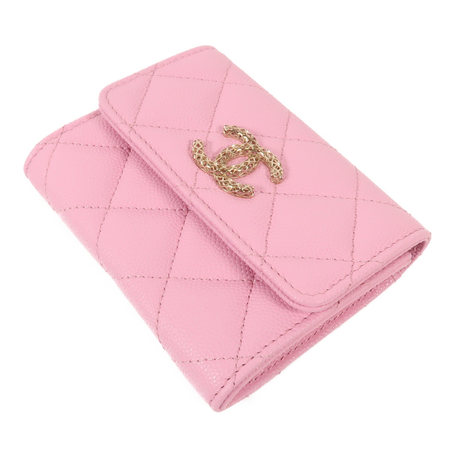 CHANEL 牛皮皮革Wallet金扣錢包