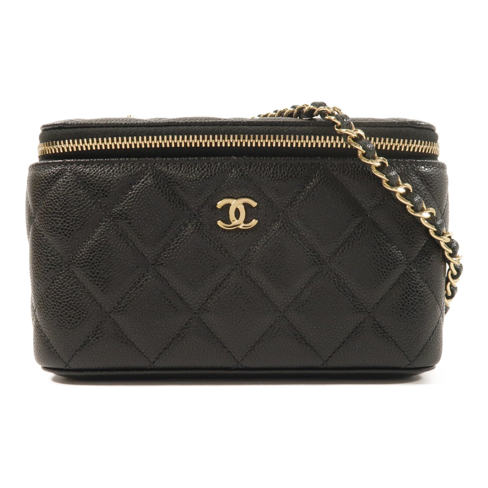 CHANEL 牛皮皮革Vanity Case金扣鏈帶肩背袋