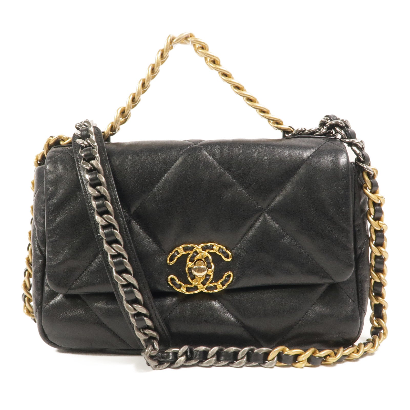 CHANEL 羊皮皮革C19 Small手挽肩背兩用袋