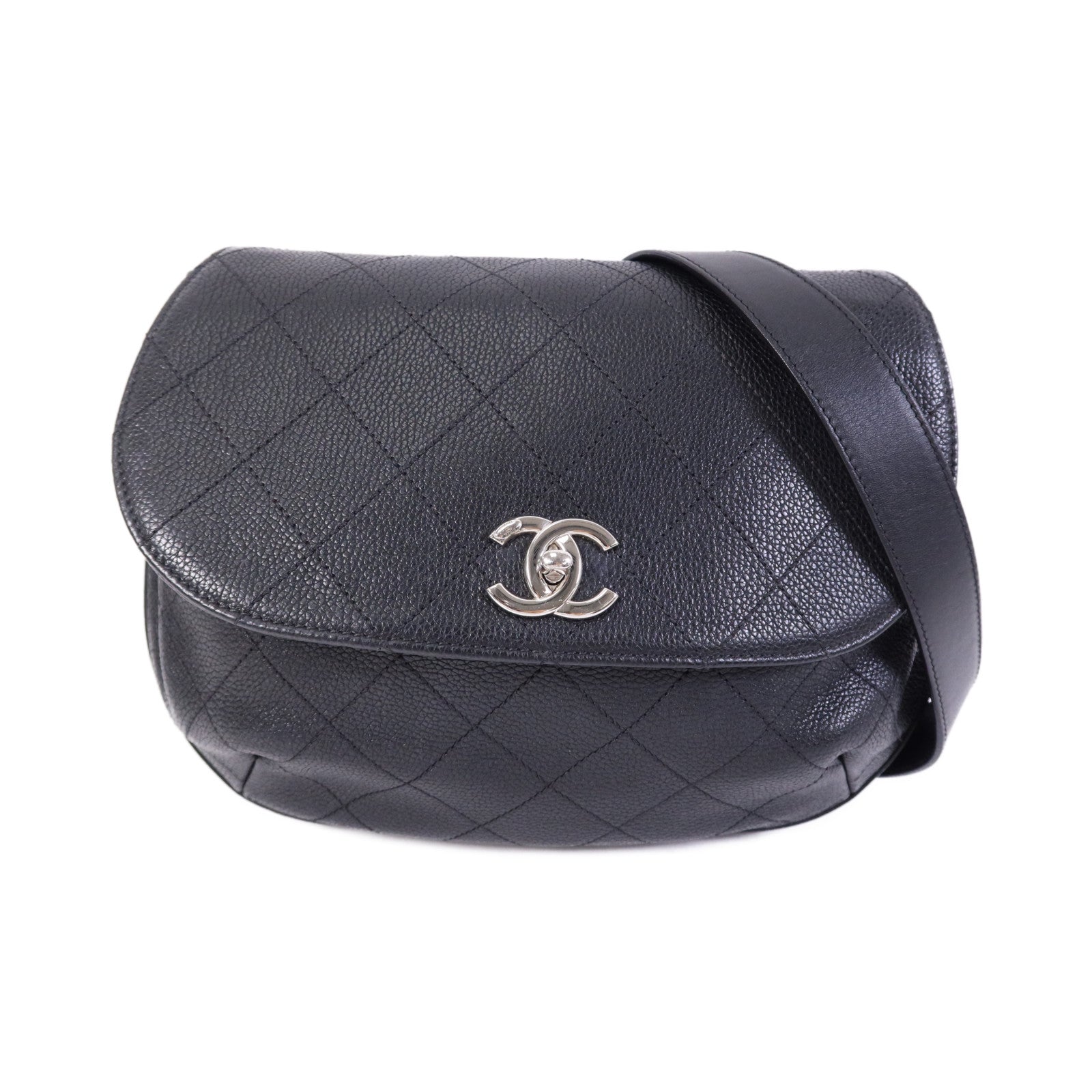 CHANEL 牛皮皮革Shoulder Bag銀扣鏈帶肩背袋