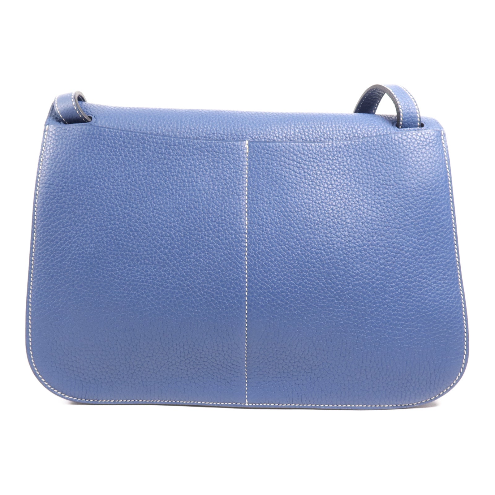 HERMES Clemence皮革 Halzan 31銀扣手挽肩背兩用袋Bleu Agat