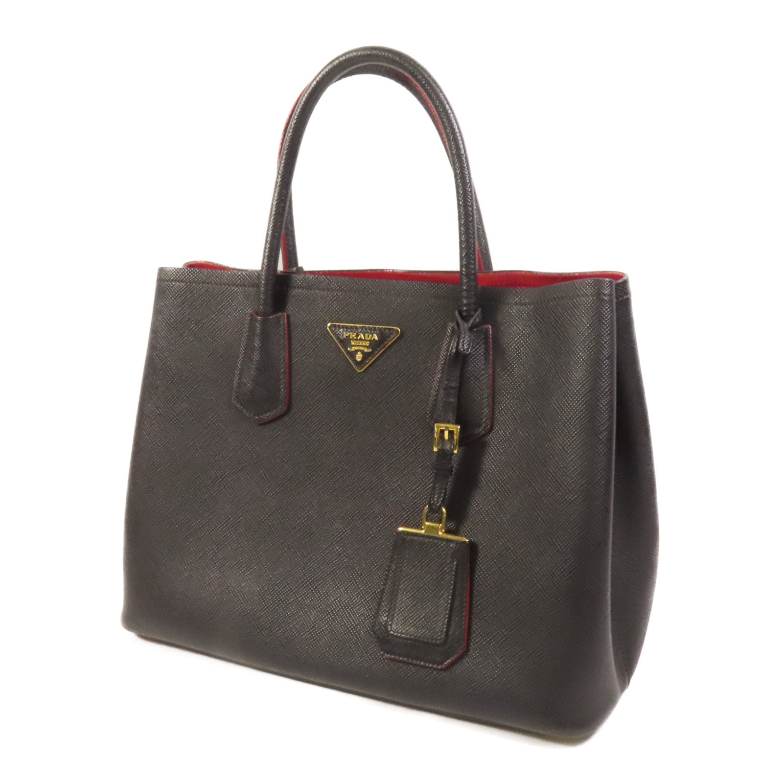 PRADA Saffiano皮革Handbag金扣手挽袋