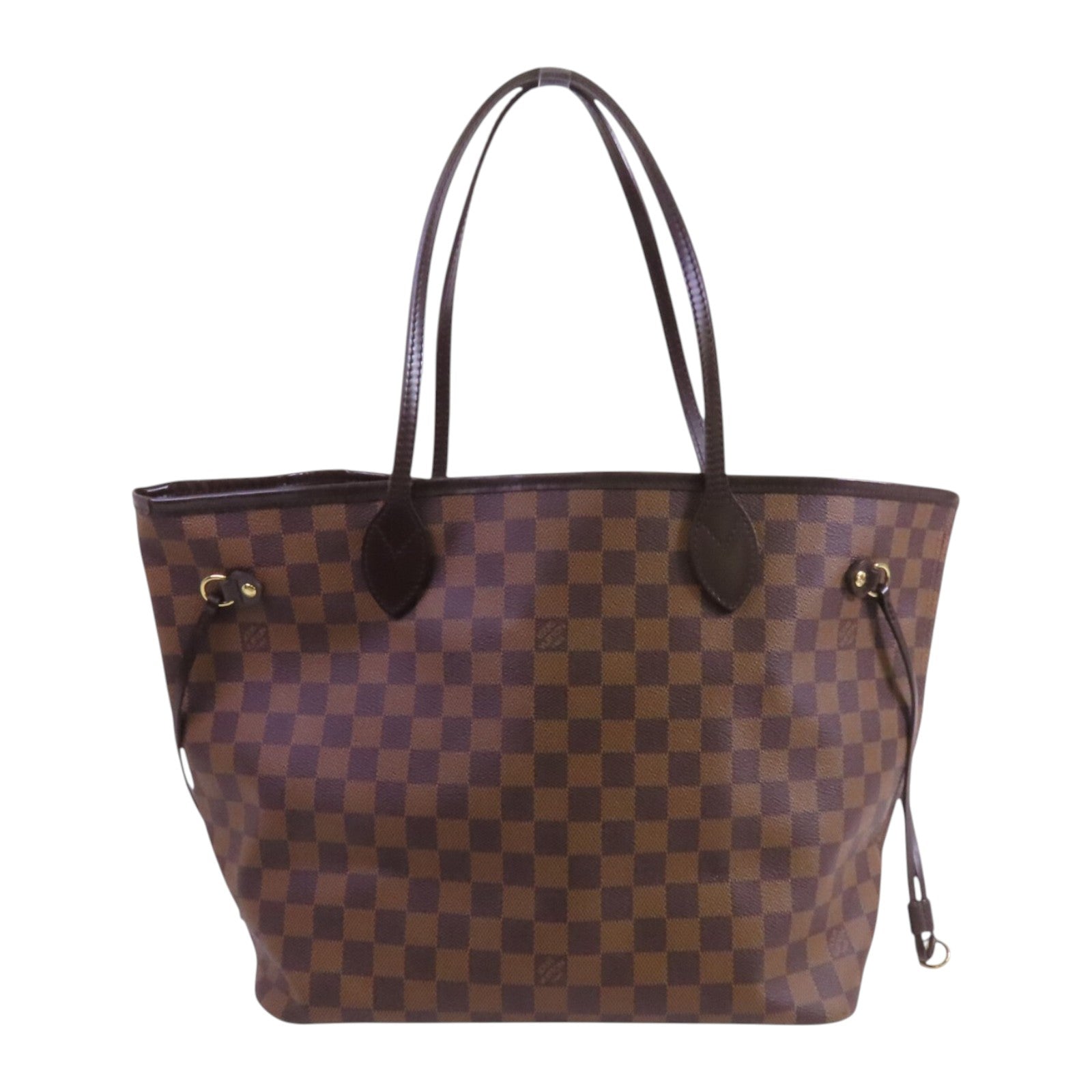 LOUIS VUITTON Damier Ebene Neverfull MM金扣肩背袋