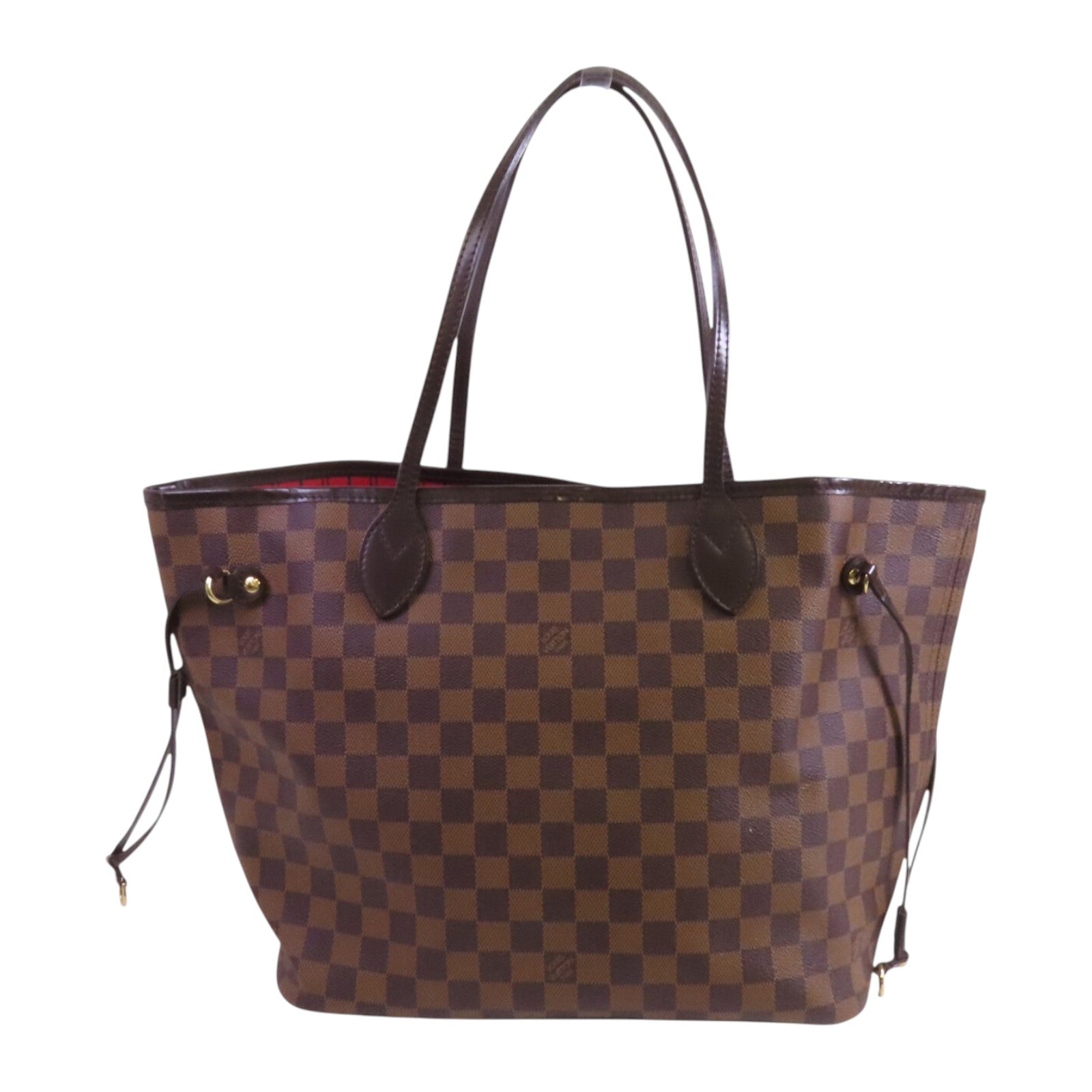 LOUIS VUITTON Damier Ebene Neverfull MM金扣肩背袋