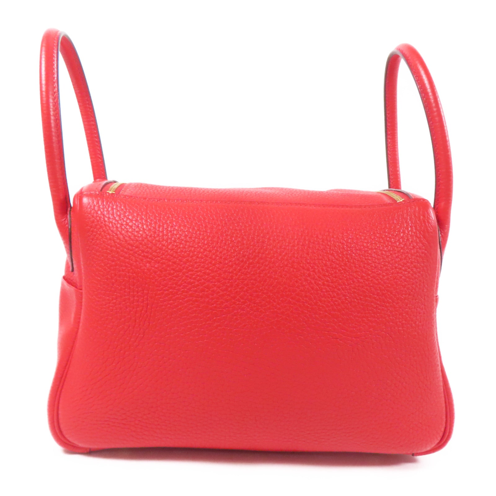 HERMES Clemence皮革Lindy 26金扣手挽肩背兩用袋Rouge Tomate