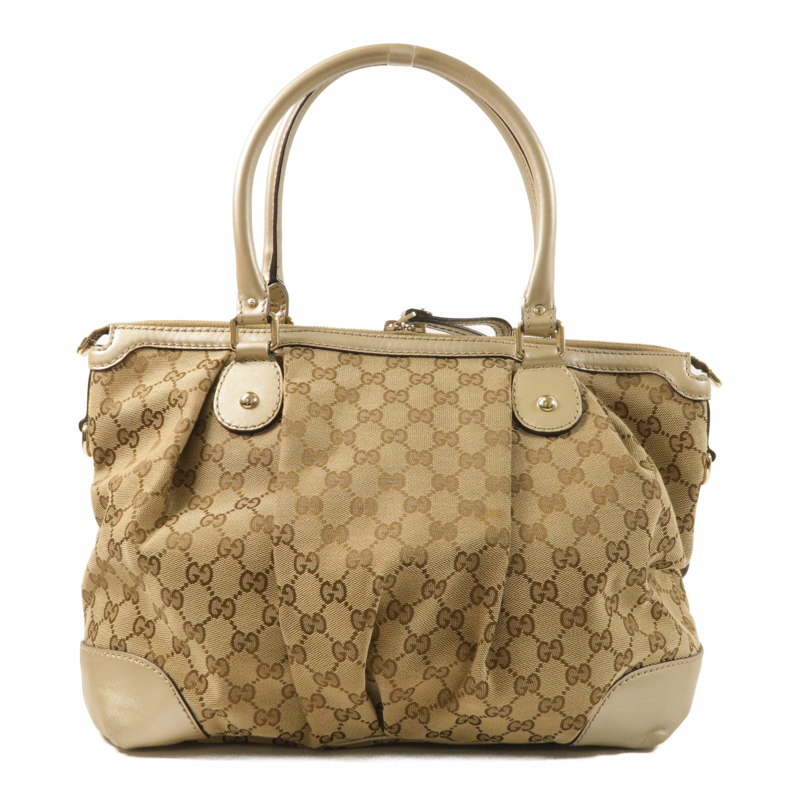 GUCCI 帆布/牛皮皮革2 Way Shoulder金扣手挽肩背兩用袋