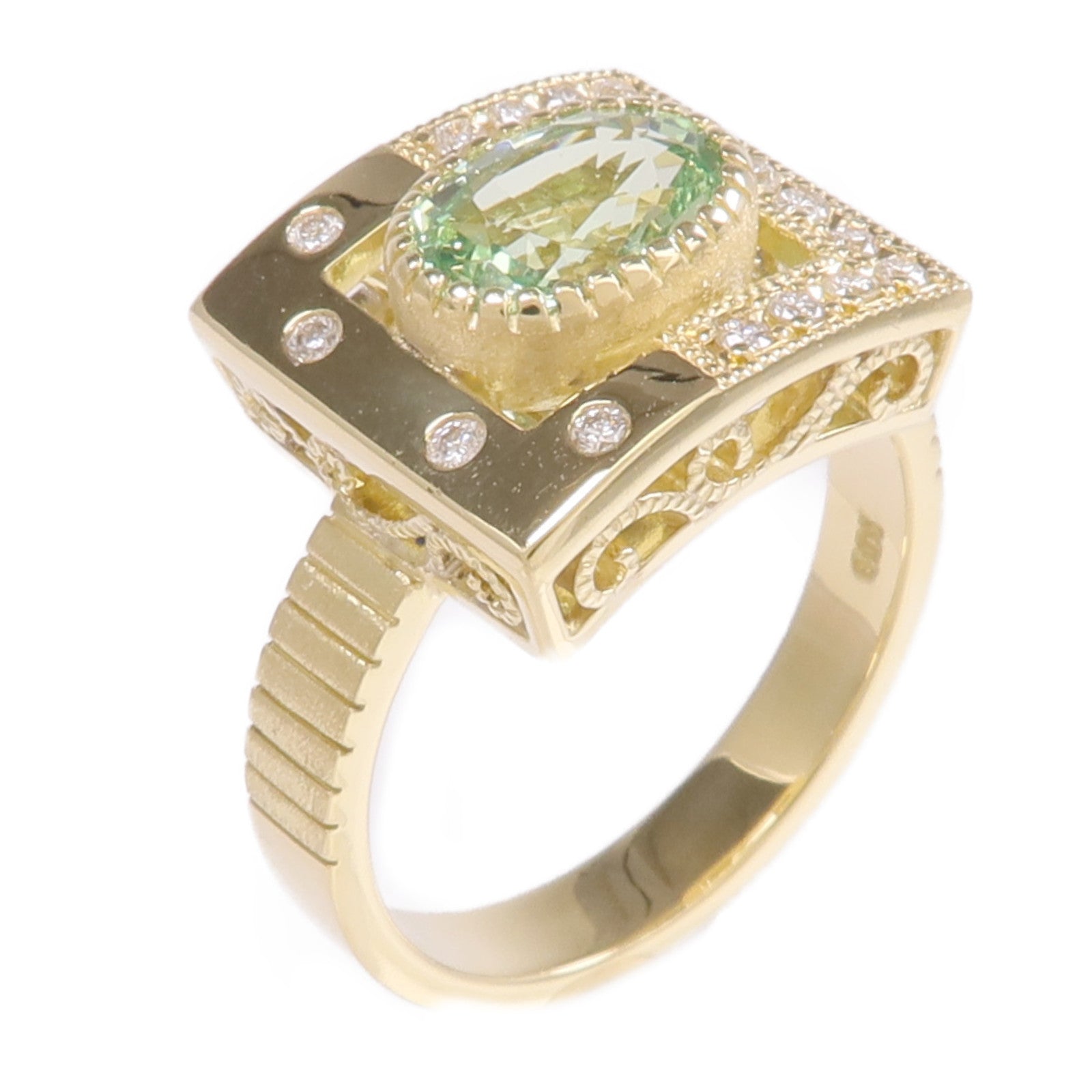 JEWELRY 18K黃金Garnet Diamond Ring石榴石/鑽石戒指US#7