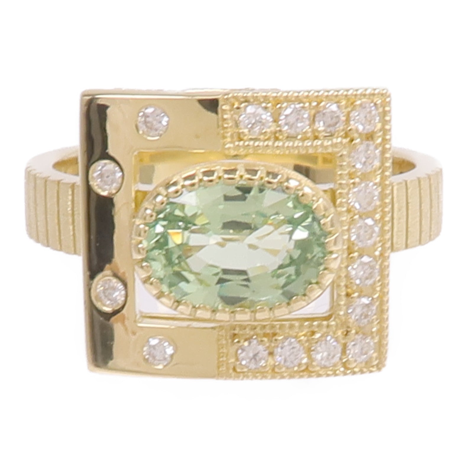 JEWELRY 18K黃金Garnet Diamond Ring石榴石/鑽石戒指US#7