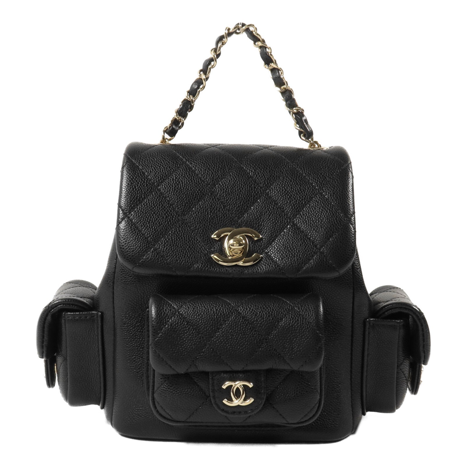 CHANEL 牛皮皮革Duma Backpack鏈帶背包