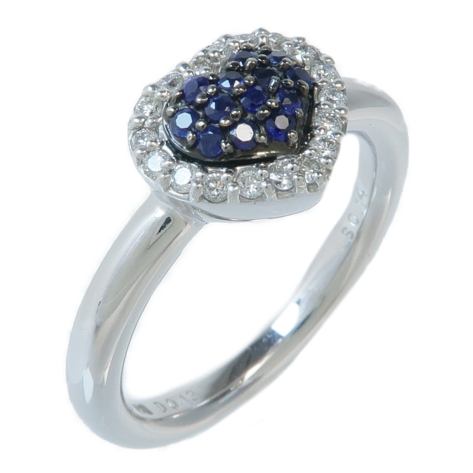 Ponte Vecchio 18K白金Sapphire Diamond Ring藍寶石/鑽石戒指US#5.75