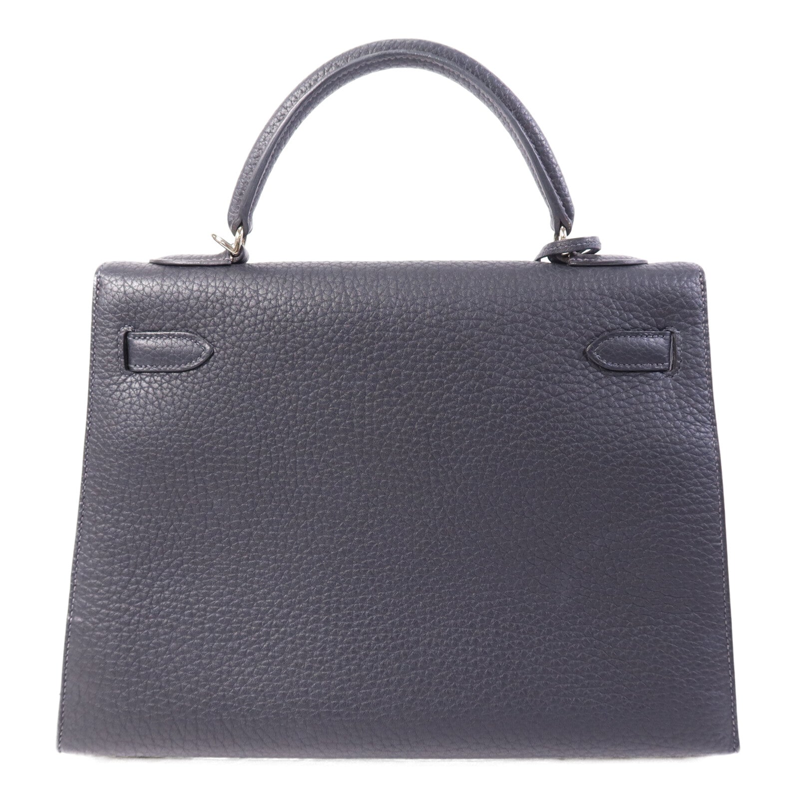 HERMES Fjord皮革Kelly 32銀扣手挽肩背兩用袋Navy