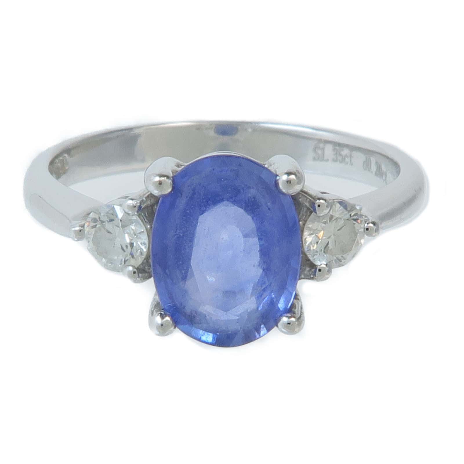 JEWELRY 【激減優惠】18K白金Sapphire Diamond Ring藍寶石/鑽石戒指US#5.75