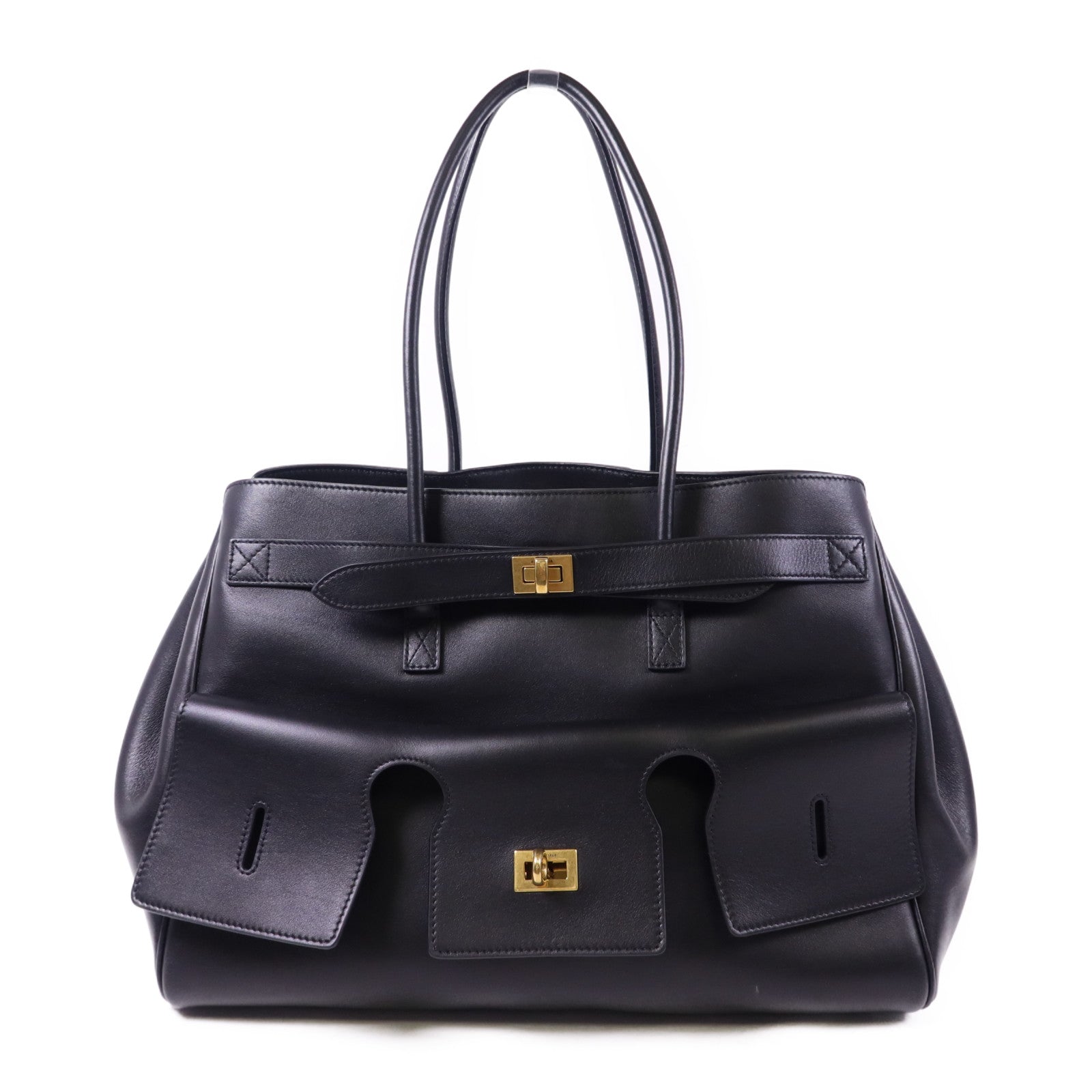 BALENCIAGA 牛皮皮革Bel Air金扣肩背袋