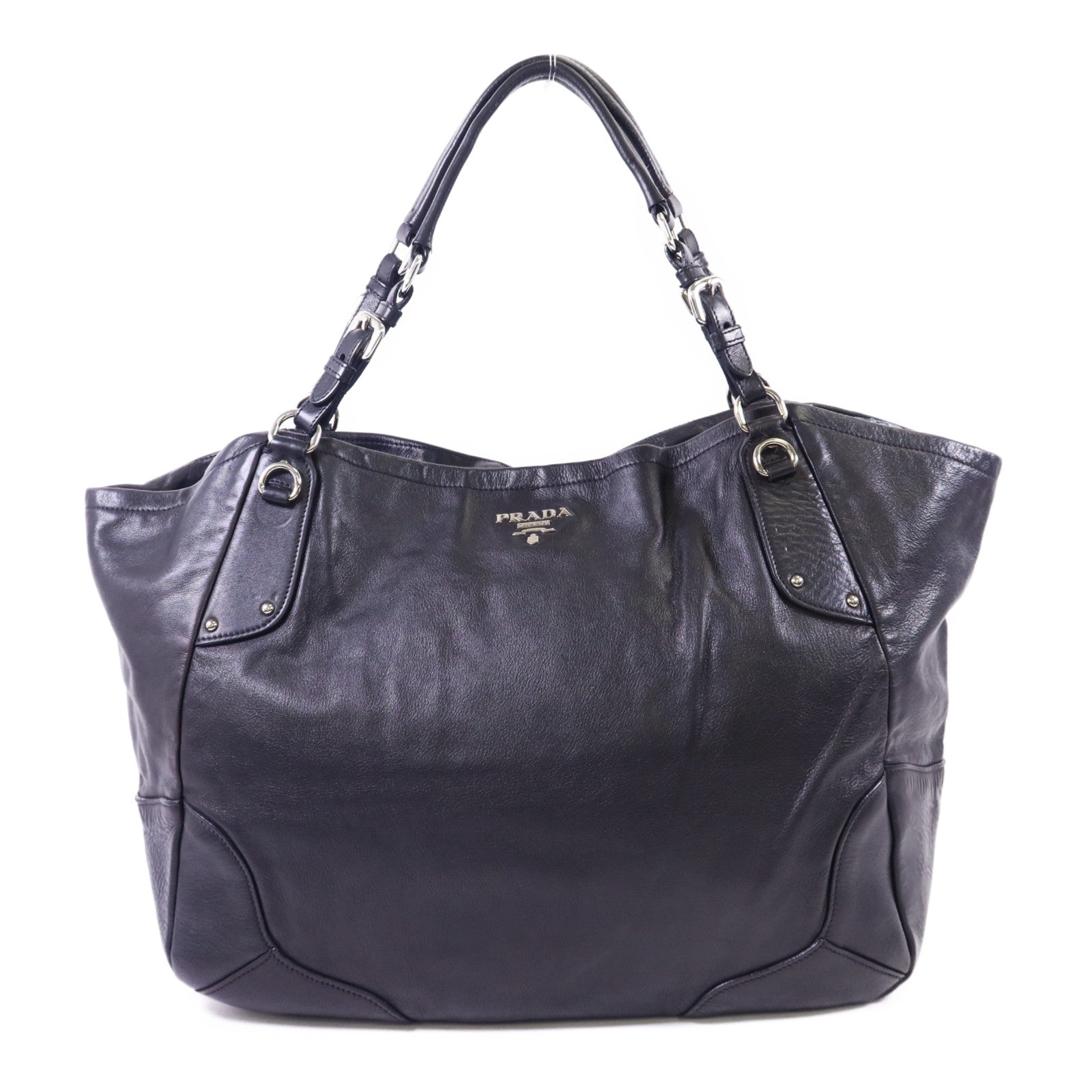 PRADA 牛皮皮革Shoulder Bag銀扣肩背袋