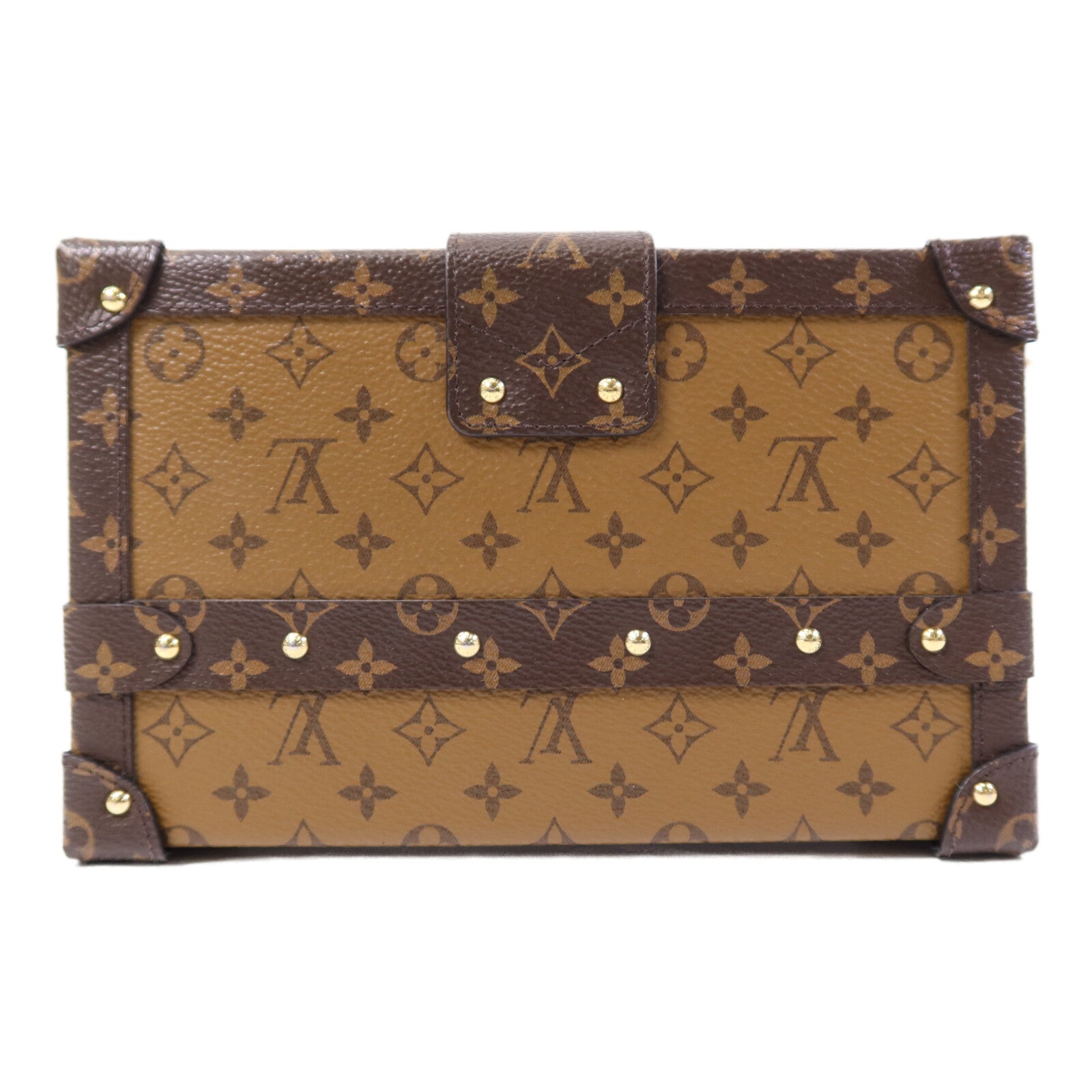 LOUIS VUITTON Monogram Reverse Petite Malle金扣肩背袋