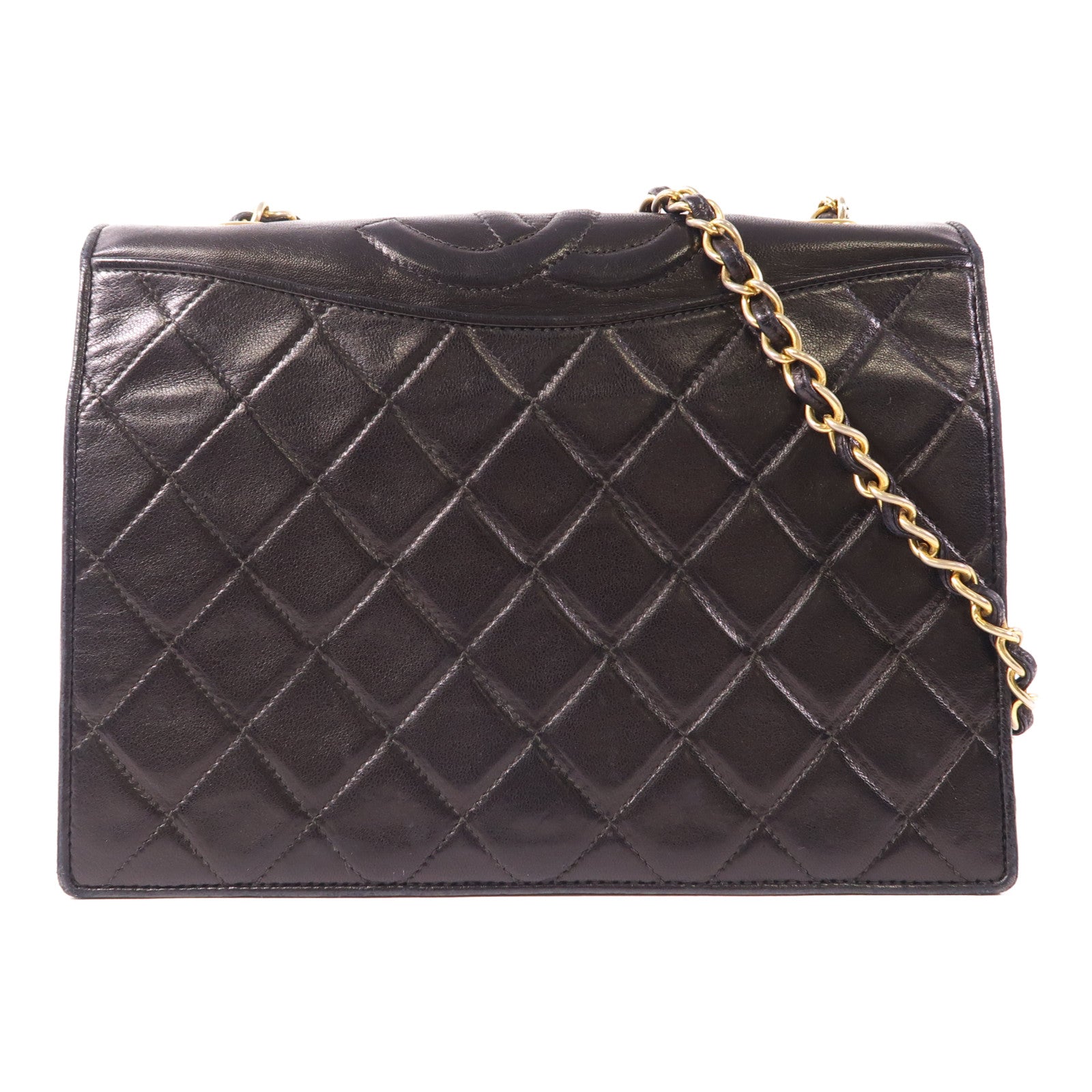 CHANEL 羊皮皮革Vintage Flap Bag金扣鏈帶肩背袋