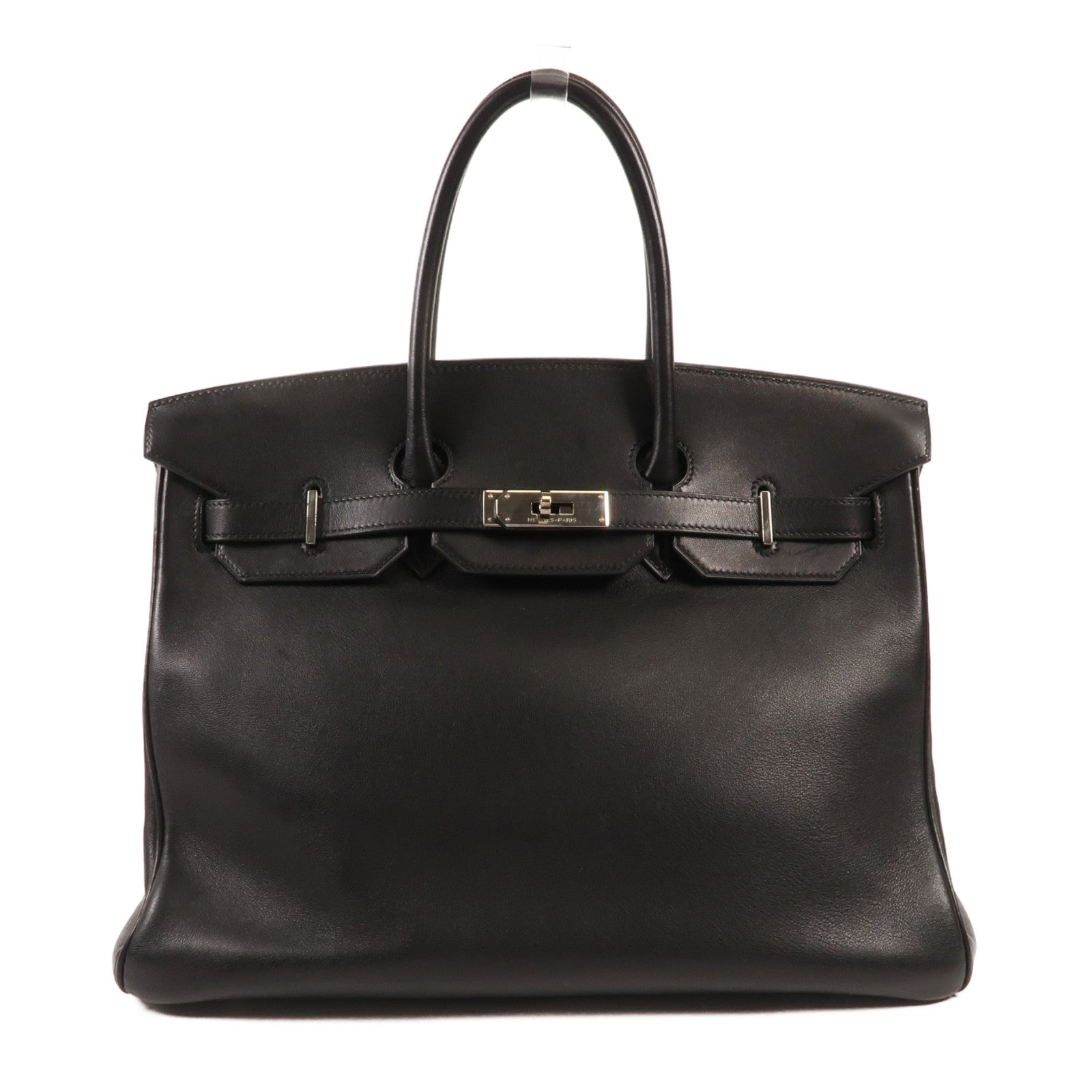 HERMES Swift皮革Birkin 35銀扣手挽袋Noir Black