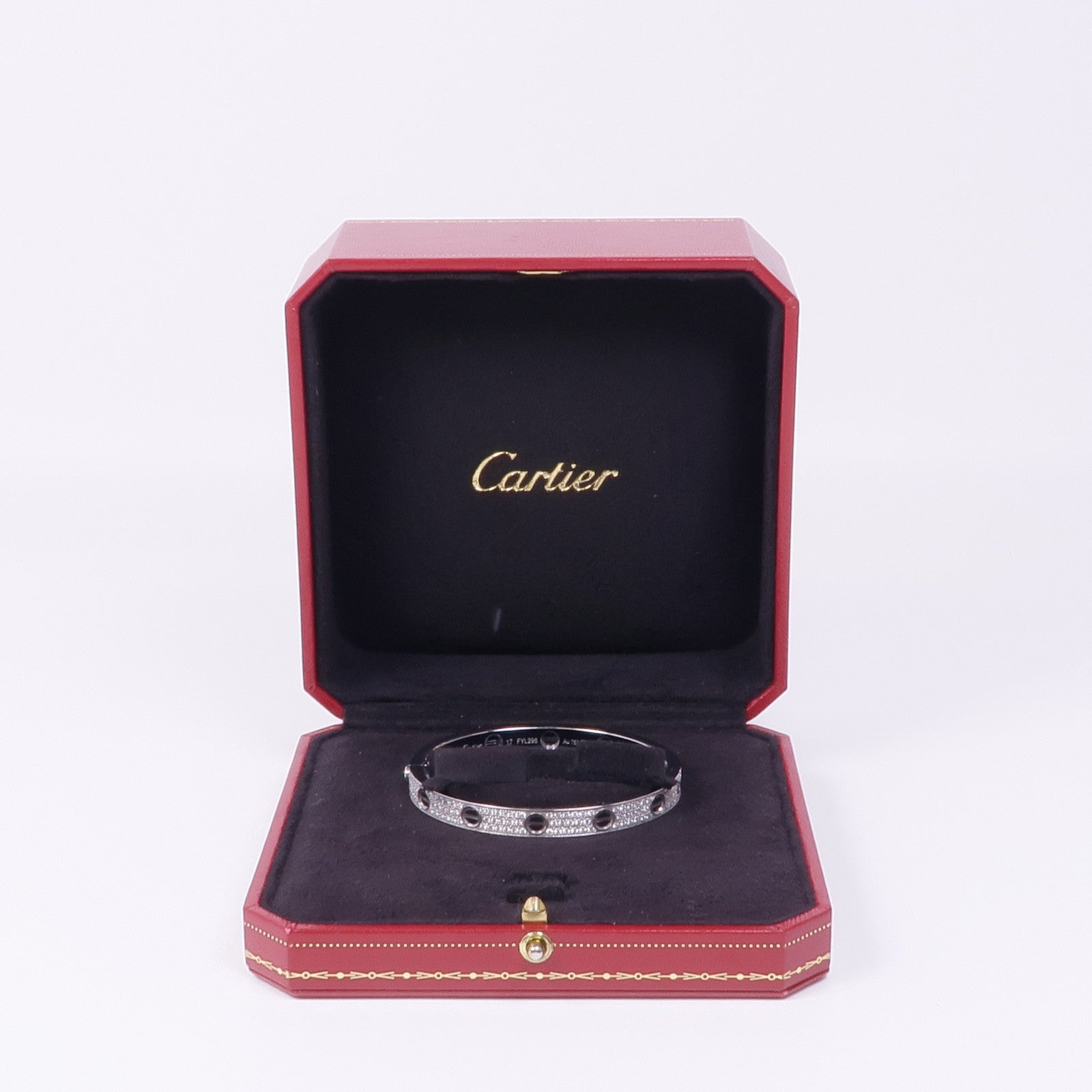 CARTIER 18K白金/陶瓷Love Bangle鑽石手鐲Cartier#17