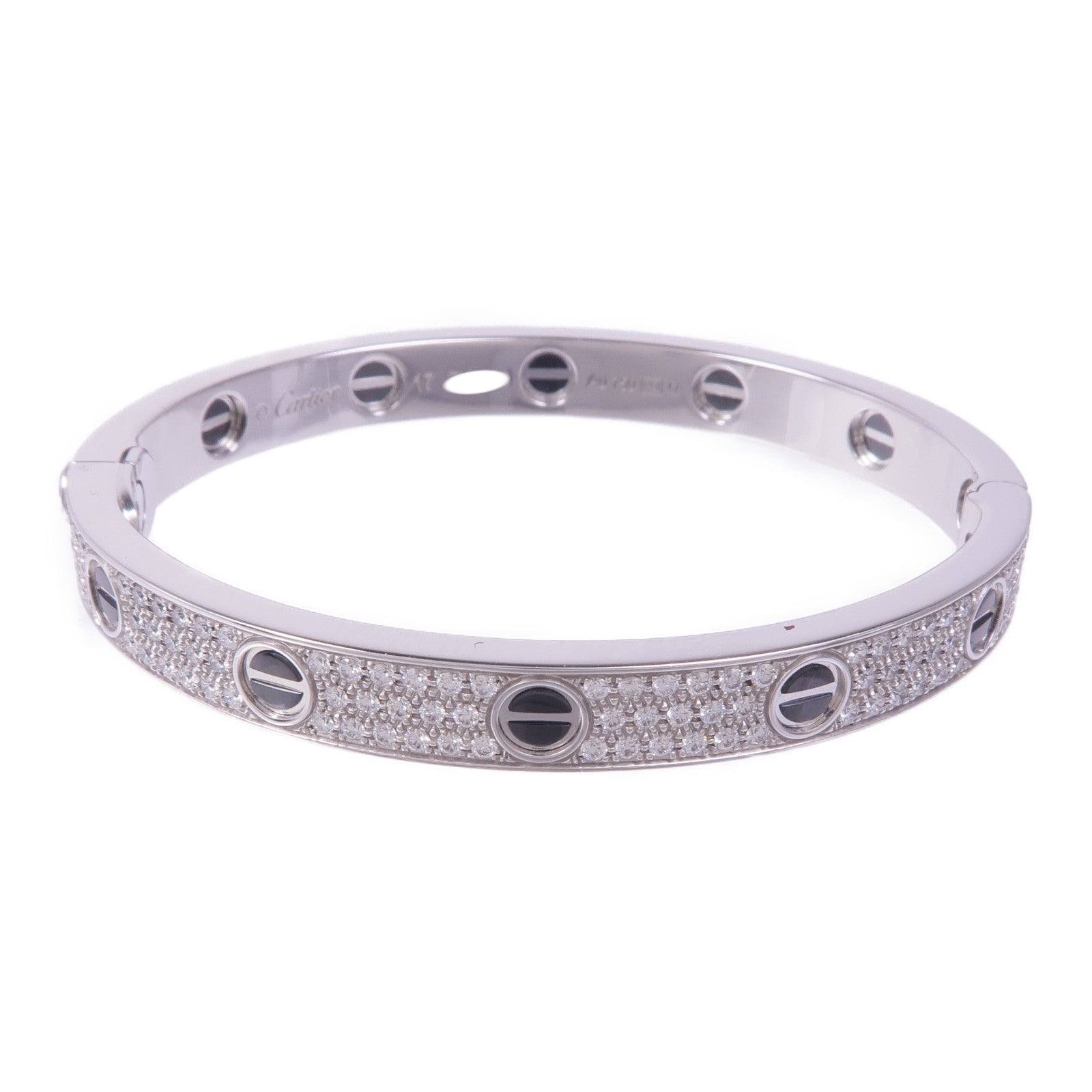 CARTIER 18K白金/陶瓷Love Bangle鑽石手鐲Cartier#17