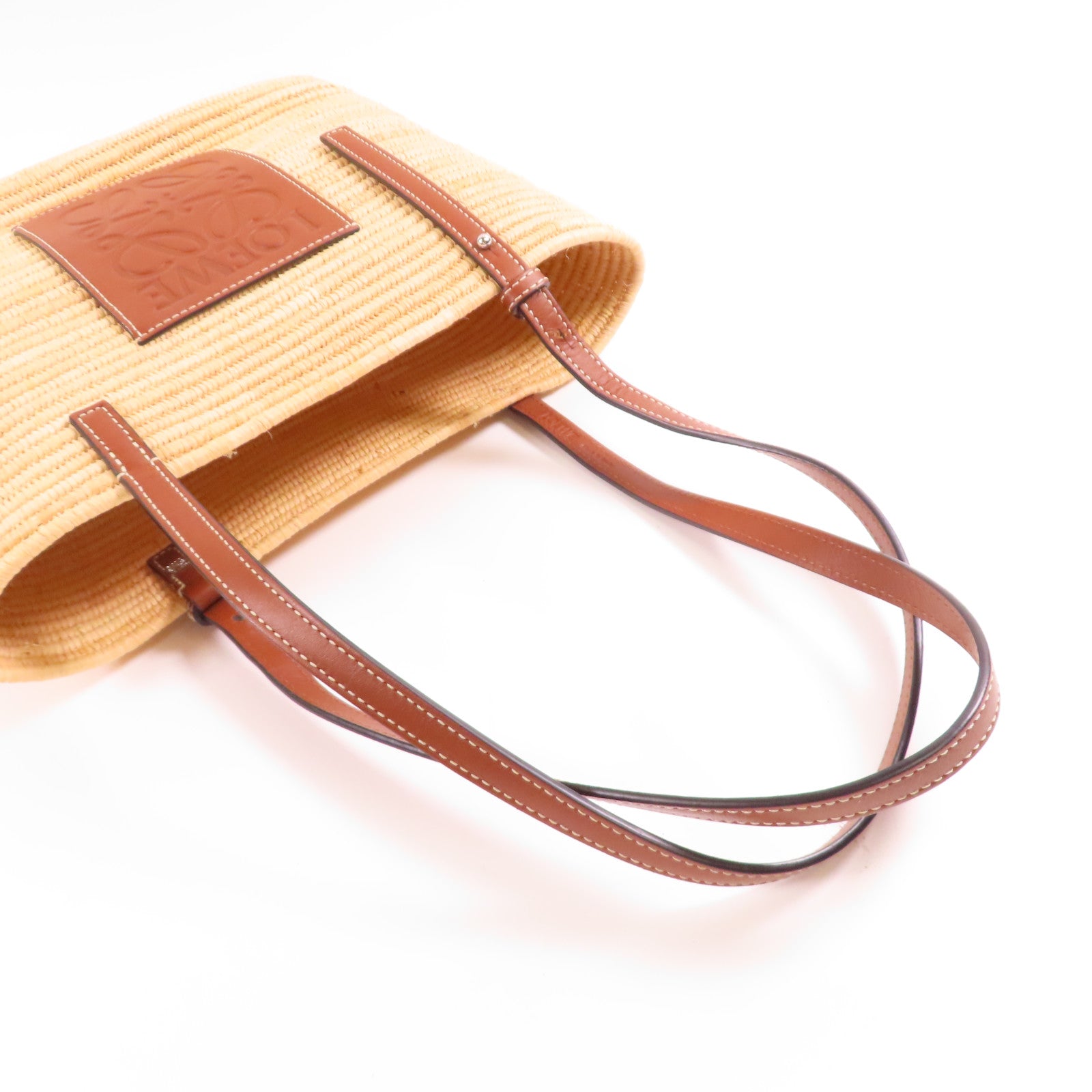 LOEWE 酒椰Raffia Tote金扣肩背袋