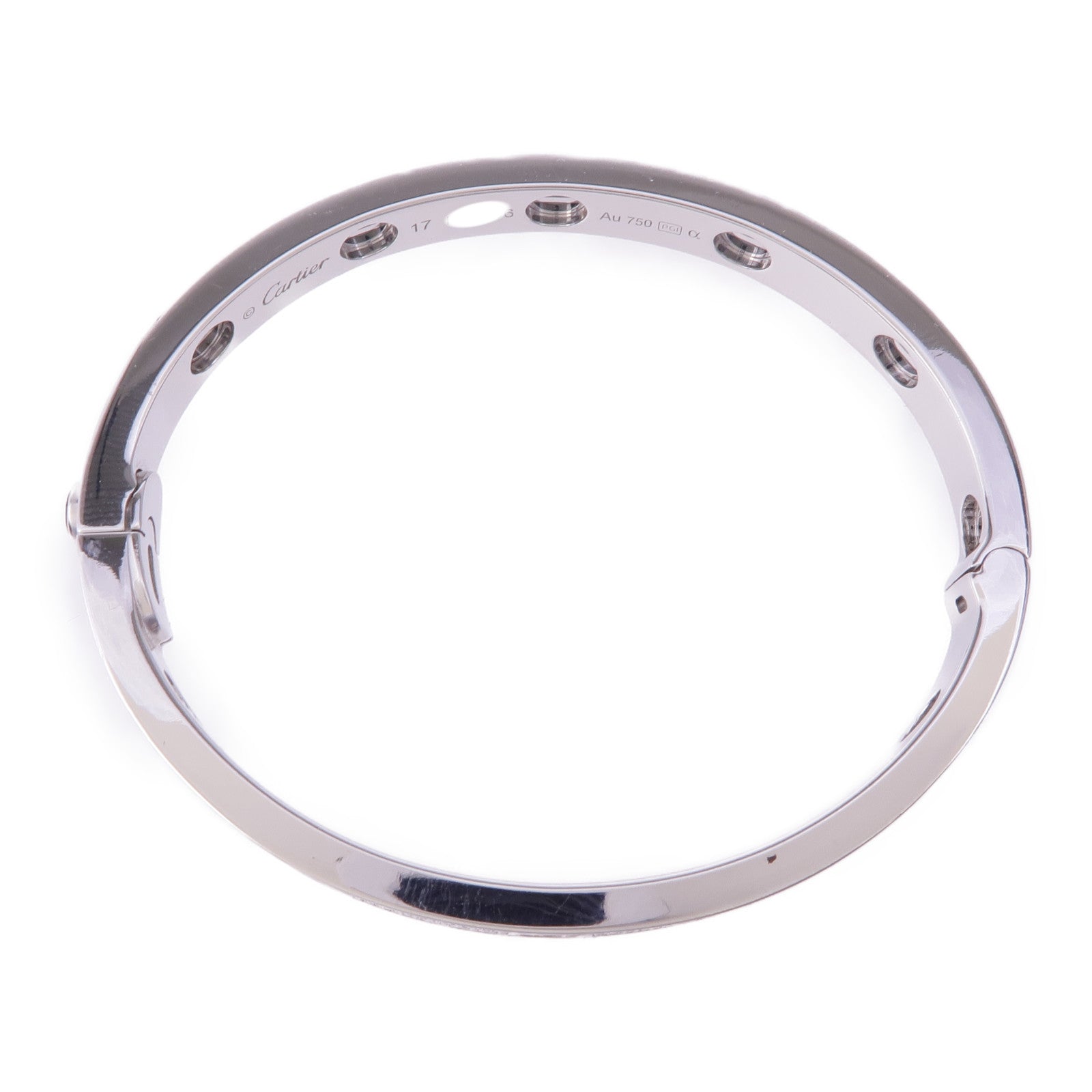 CARTIER 18K白金/陶瓷Love Bangle鑽石手鐲Cartier#17