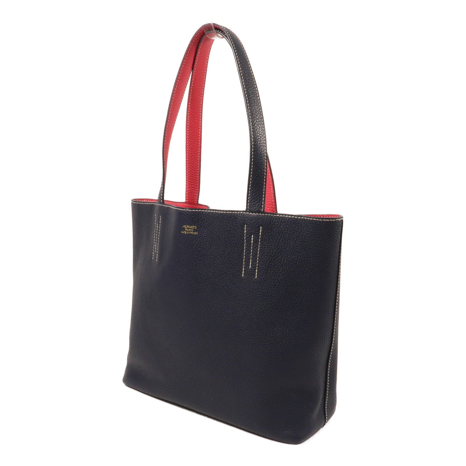 HERMES Clemence皮革Double Sens 28手挽袋Blue Nuit/Rose Extre
