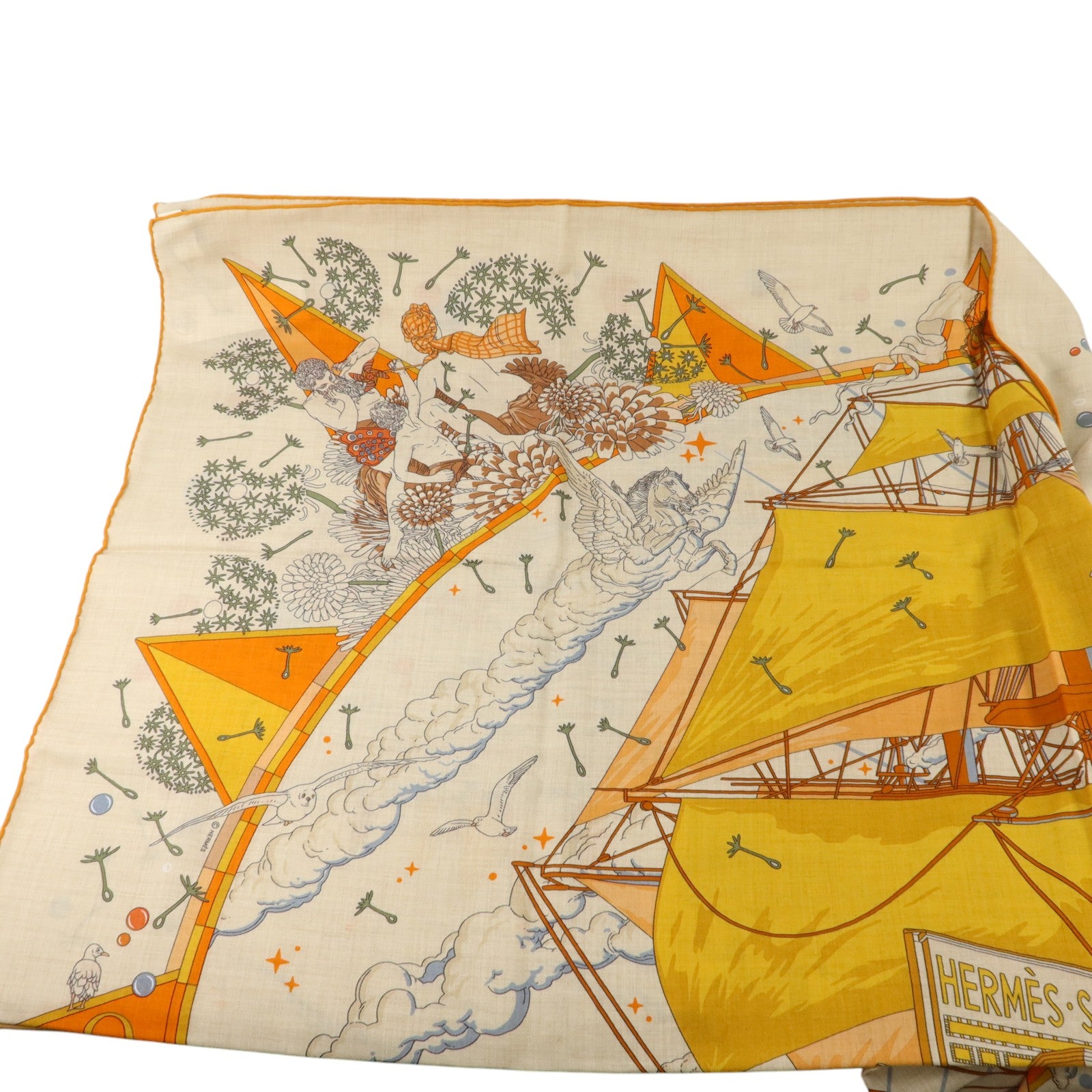 HERMES 羊絨/絲質Scarf 140X140絲巾
