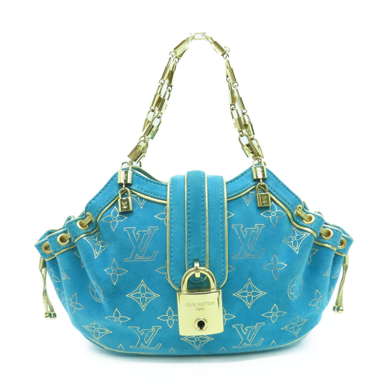 LOUIS VUITTON suede leather Lock Evening Bag gold buckle handle bag bl Brand Off Hong Kong Online Store