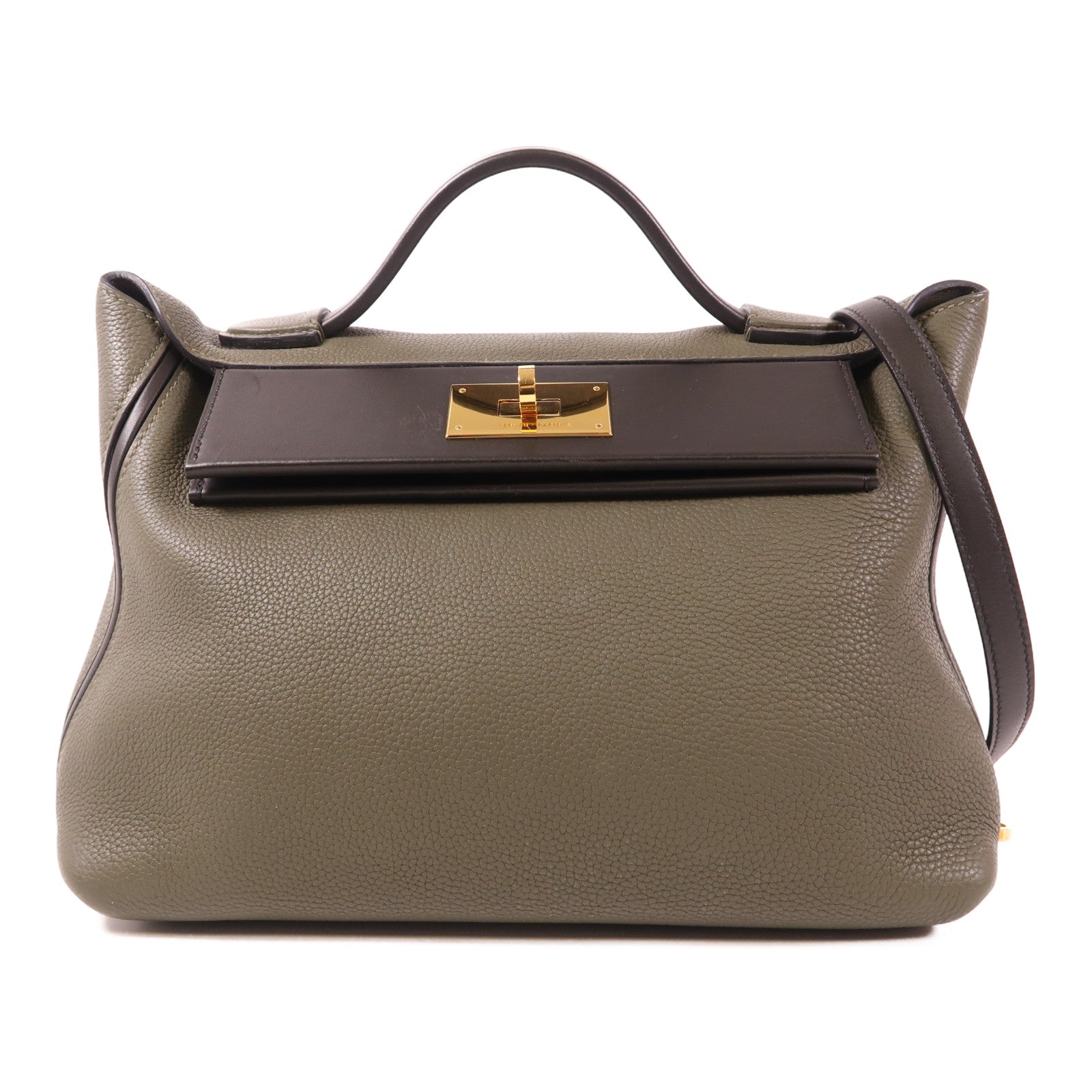 HERMES Clemence皮革24/24 29cm金扣手挽肩背兩用袋