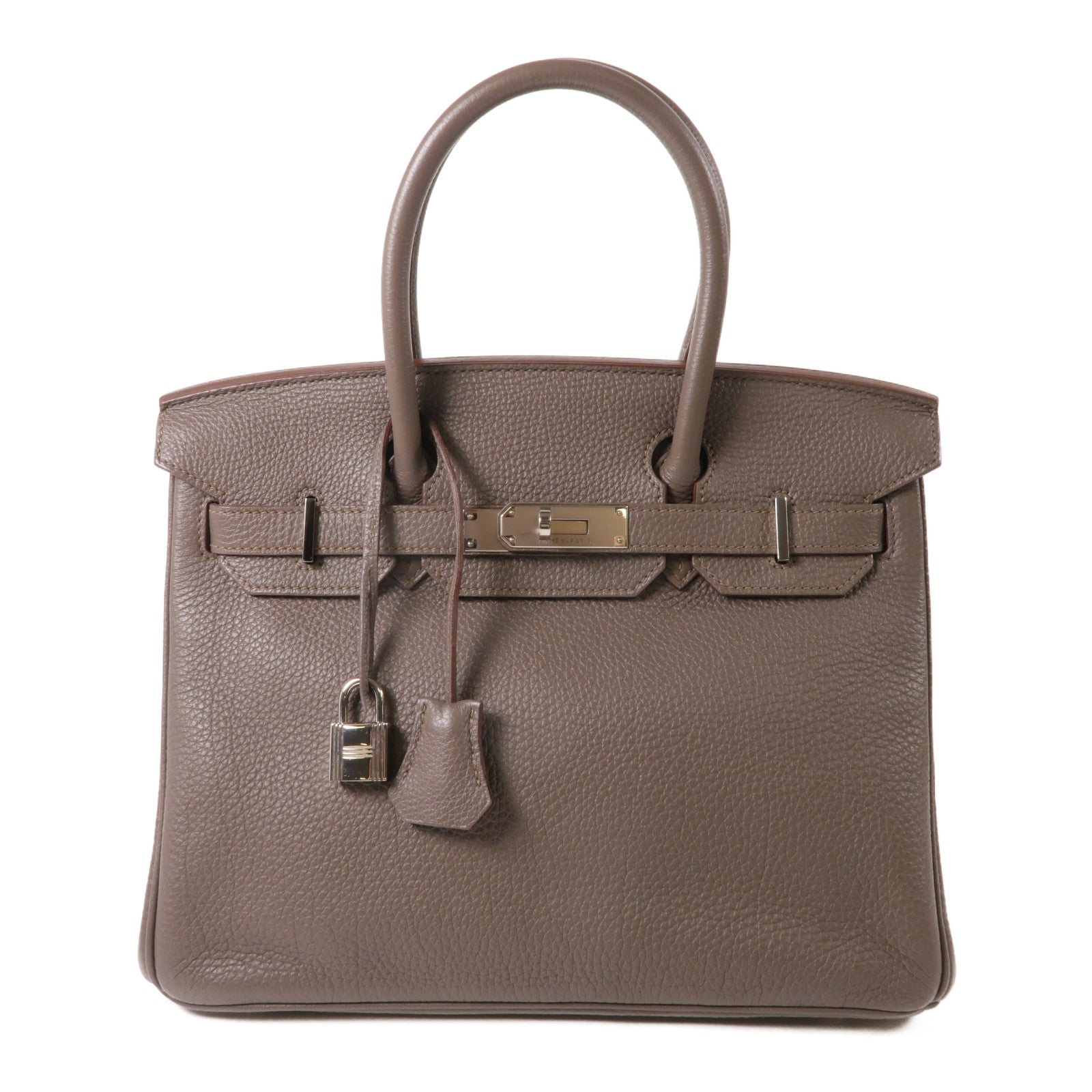 HERMES Clemence皮革Birkin 30銀扣手挽袋Etain