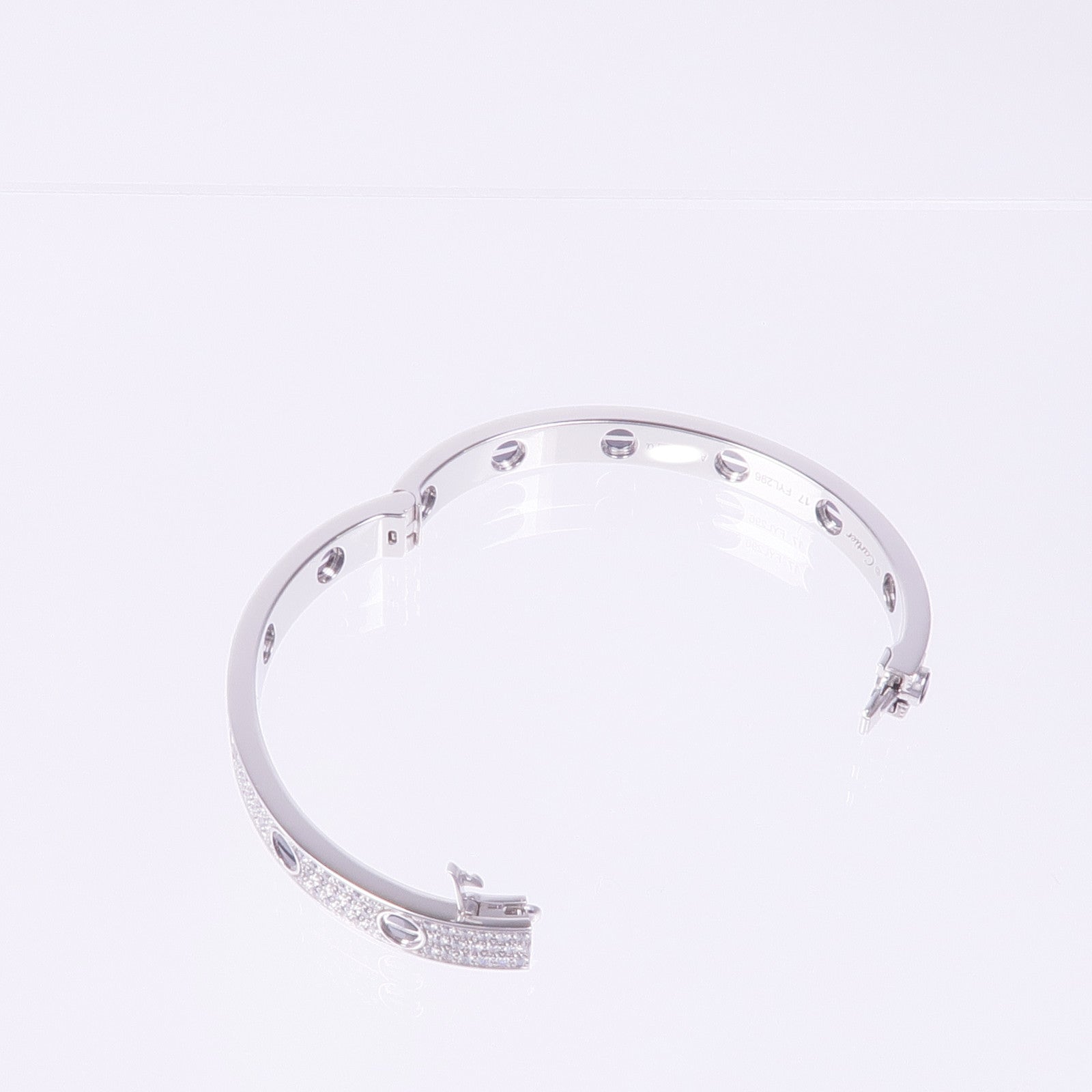 CARTIER 18K白金/陶瓷Love Bangle鑽石手鐲Cartier#17