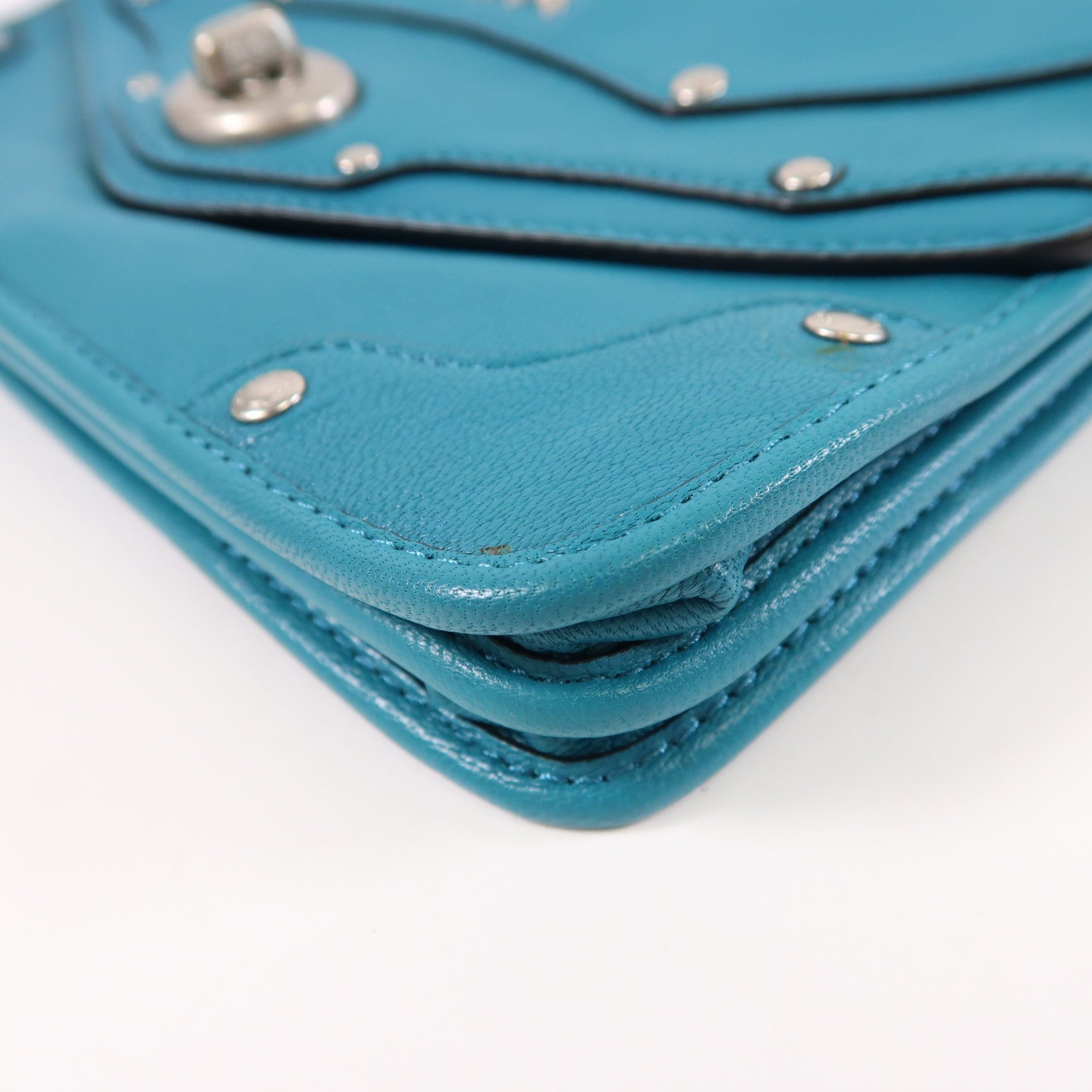 COACH 牛皮皮革Shoulder Bag銀扣肩背袋