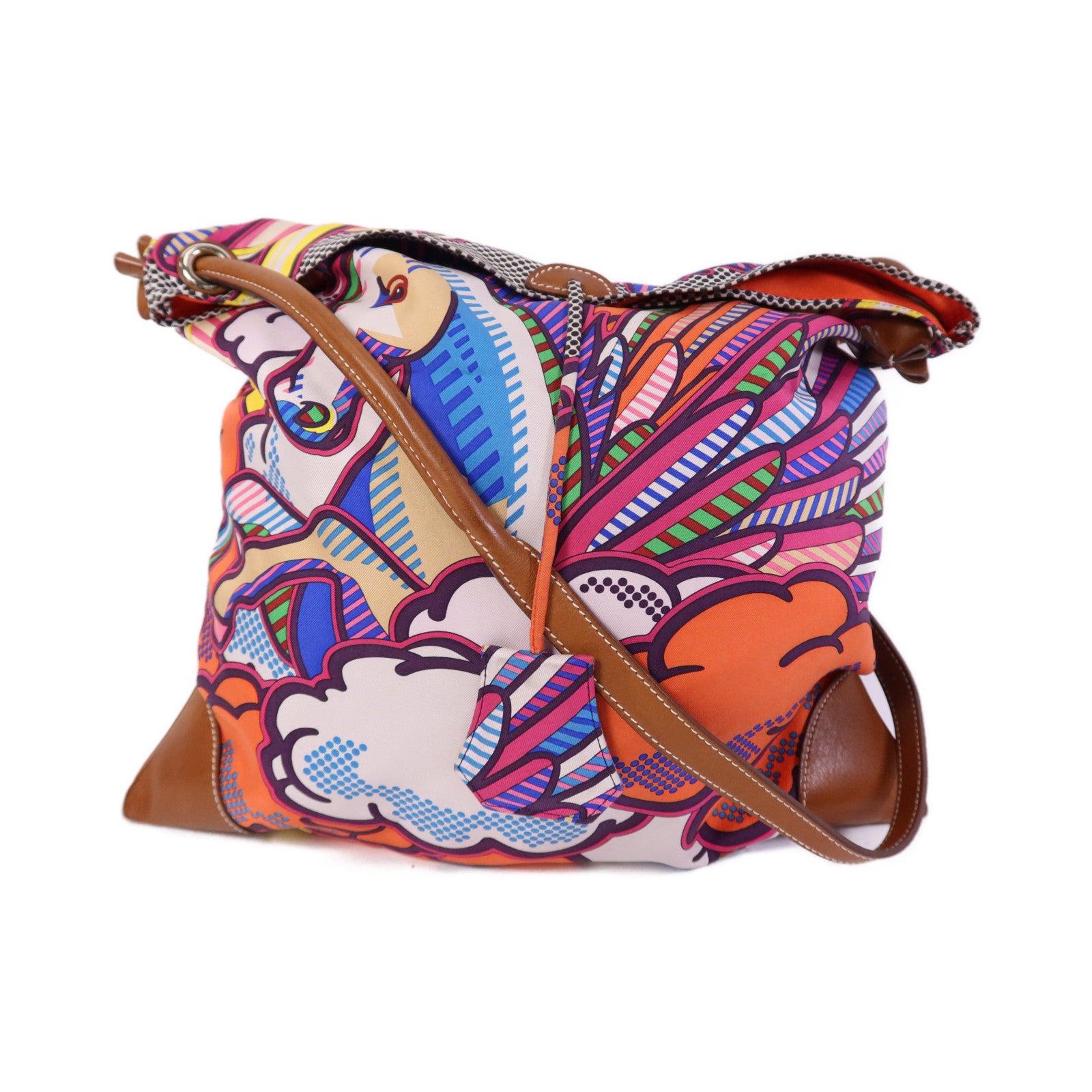 HERMES 絲質Silkycity 33銀扣肩背袋