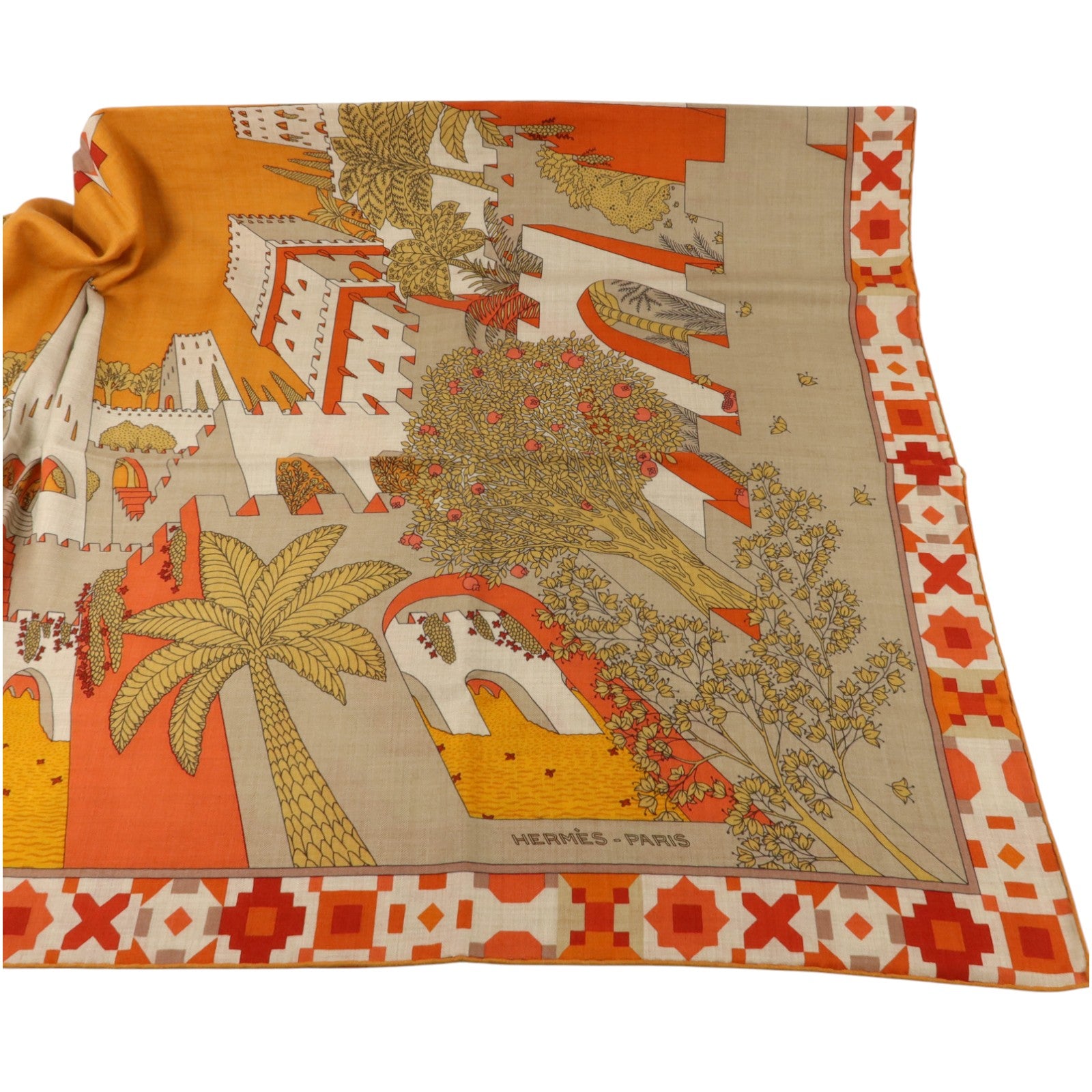 HERMES 羊絨/絲質Scarf 140X140絲巾