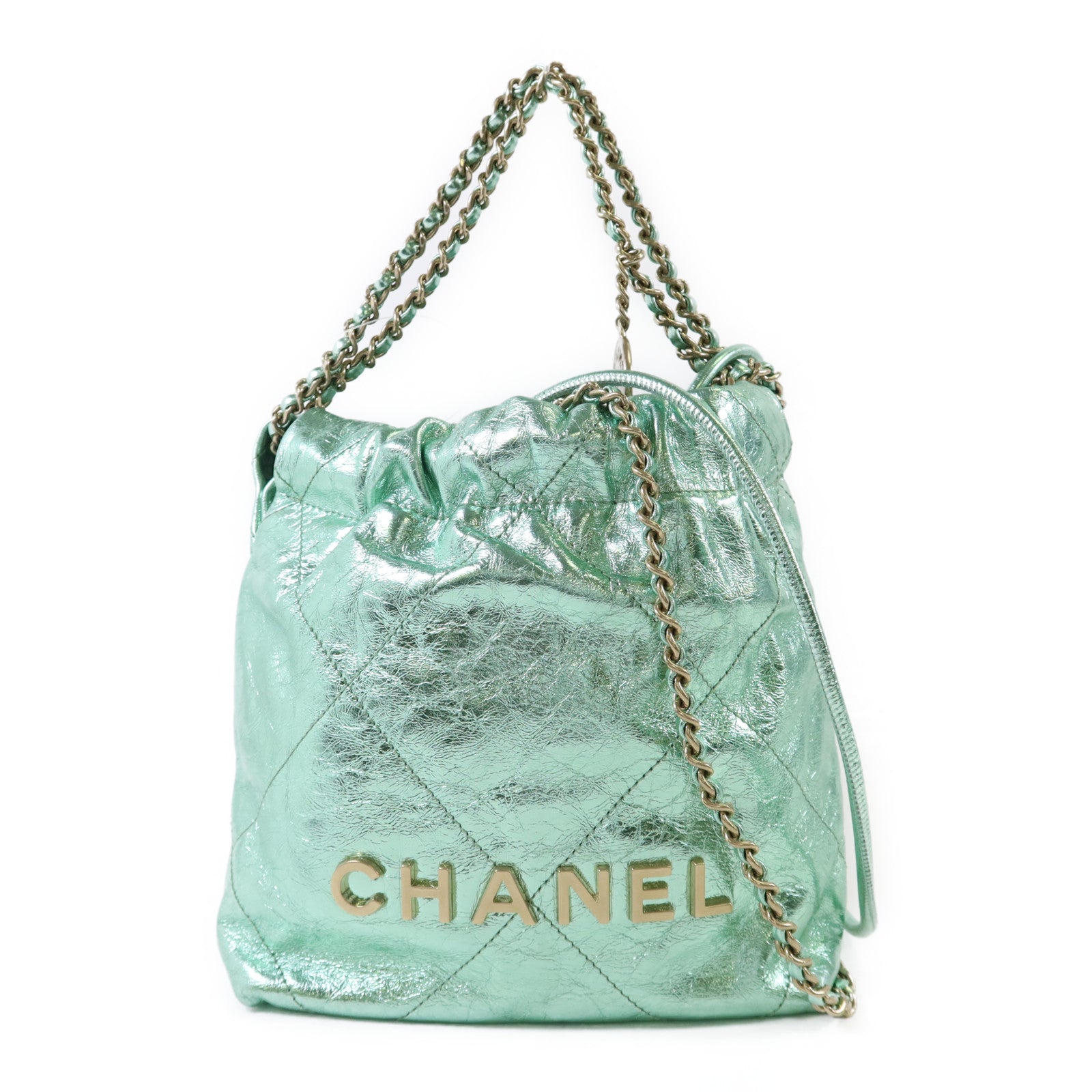 CHANEL 牛皮皮革C22 Mini金扣手挽肩背兩用袋