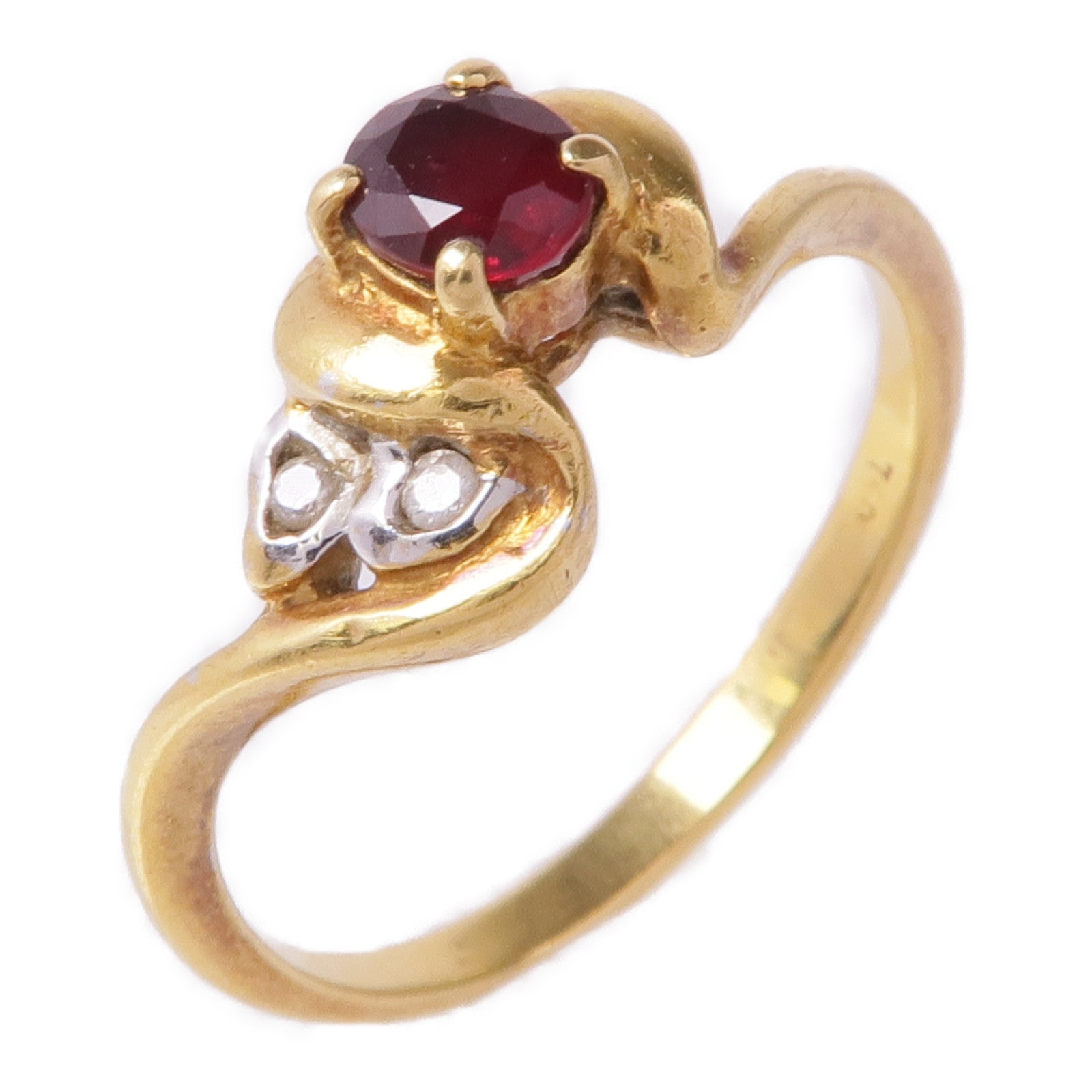 JEWELRY 18K黃金/白金Ruby Diamond Ring紅寶石鑽石戒指US#6.75