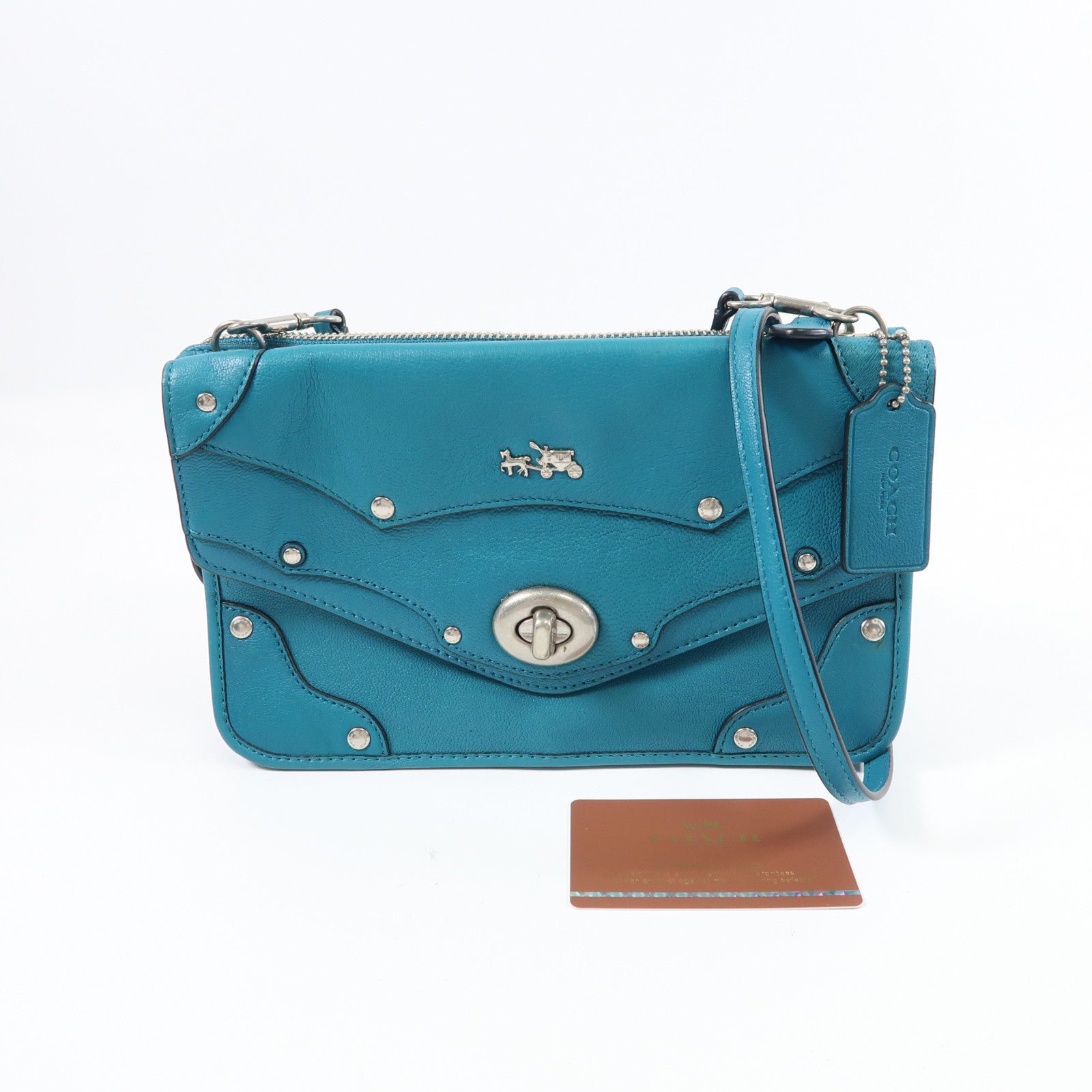 COACH 牛皮皮革Shoulder Bag銀扣肩背袋