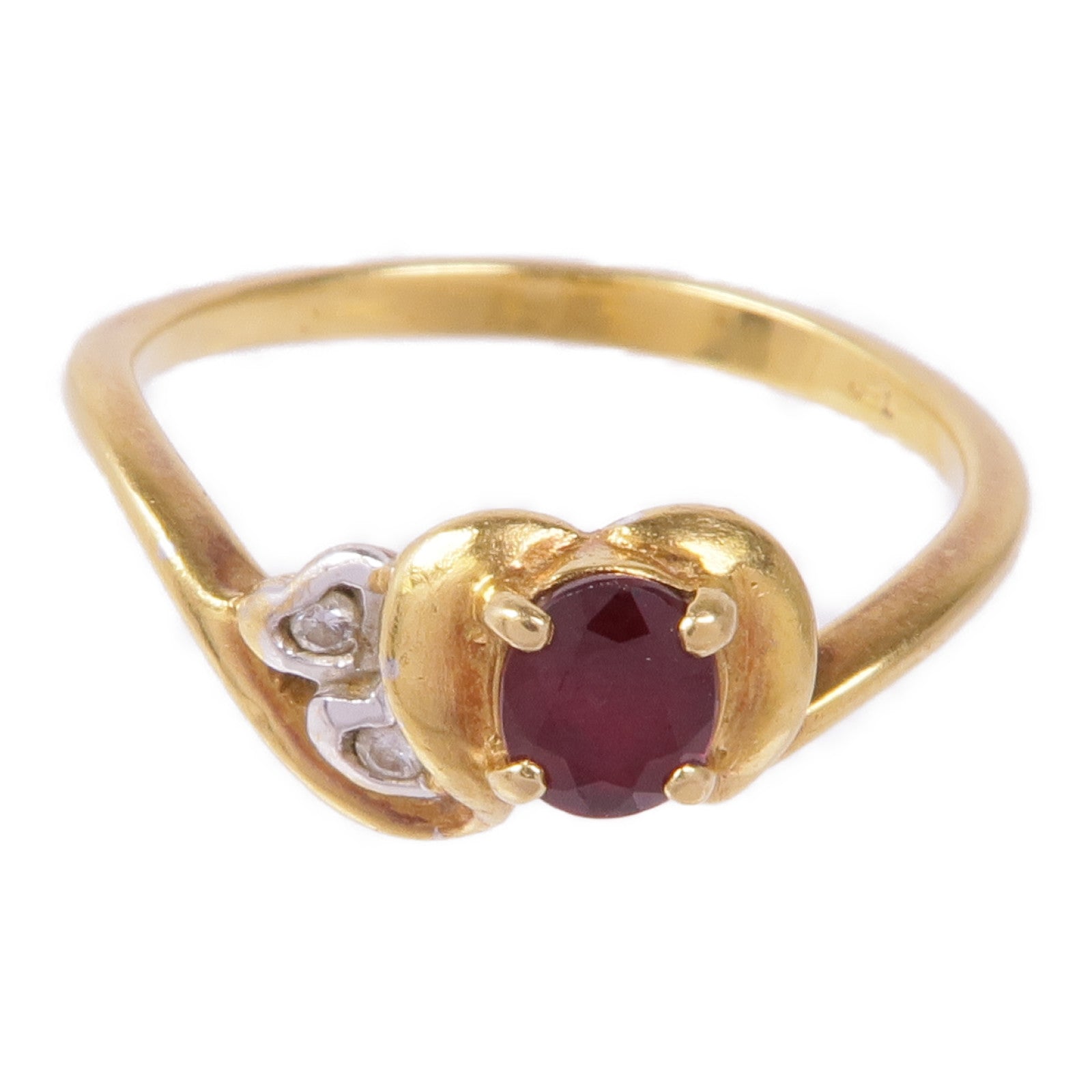 JEWELRY 18K黃金/白金Ruby Diamond Ring紅寶石鑽石戒指US#6.75