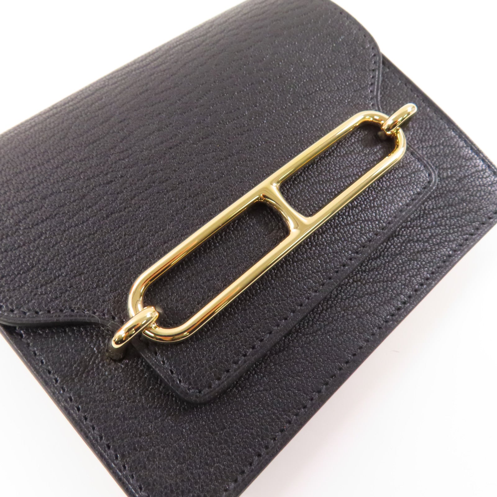 HERMES 【激減優惠】Chevre皮革Rolis Slim金扣錢包Noir