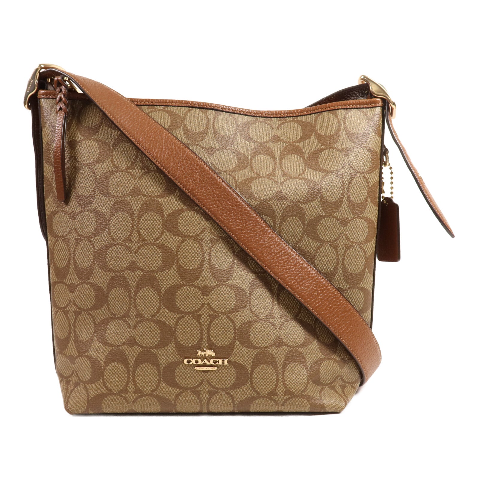 COACH 塗層帆布Shoulder Bag金扣肩背袋