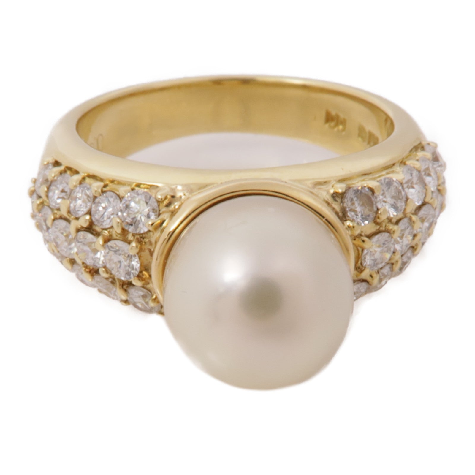 JEWELRY【激減優惠】 18K黃金Pearl Diamond Ring珍珠/鑽石戒指US#6.25