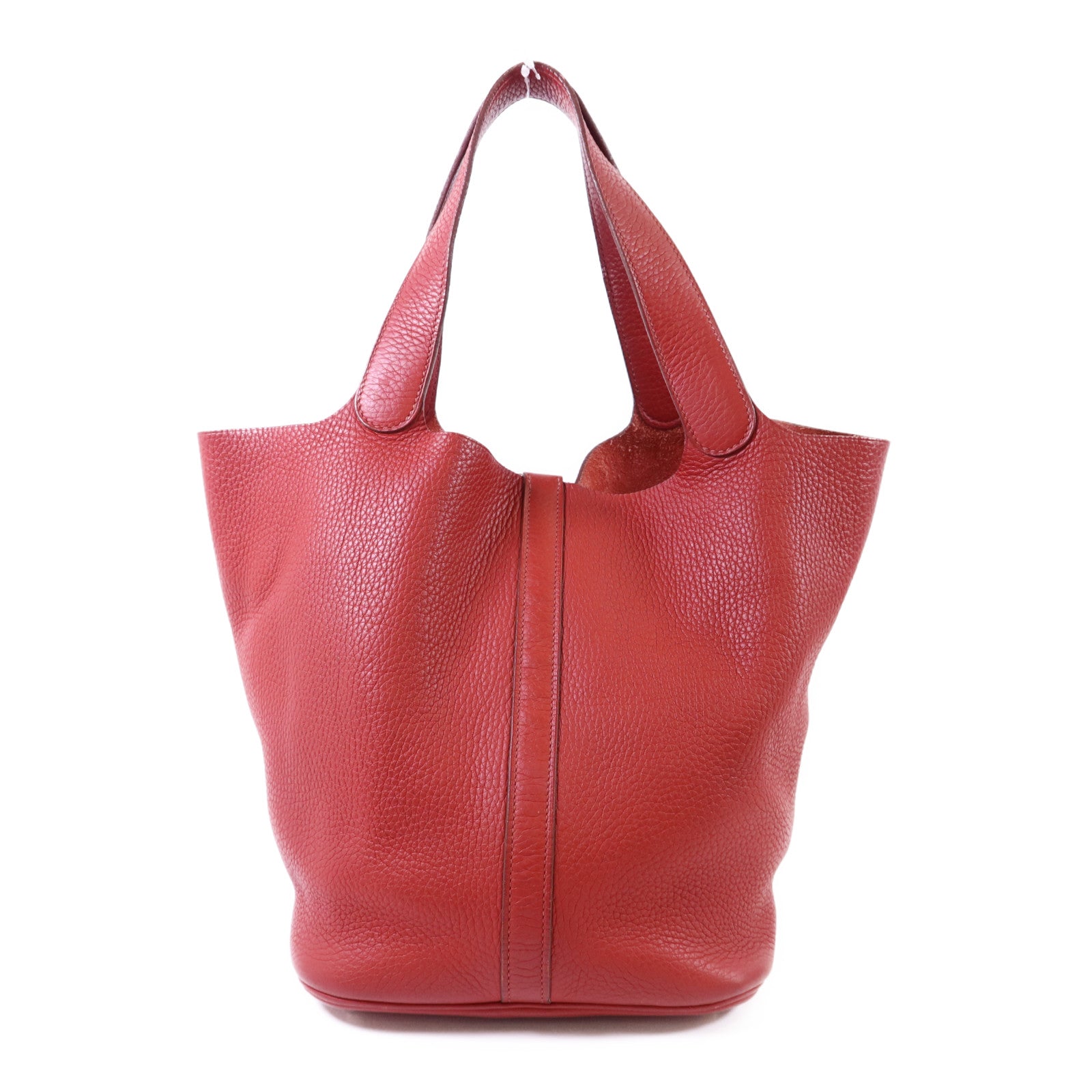 HERMES Clemence皮革Picotin GM銀扣手挽袋Rouge Casaque