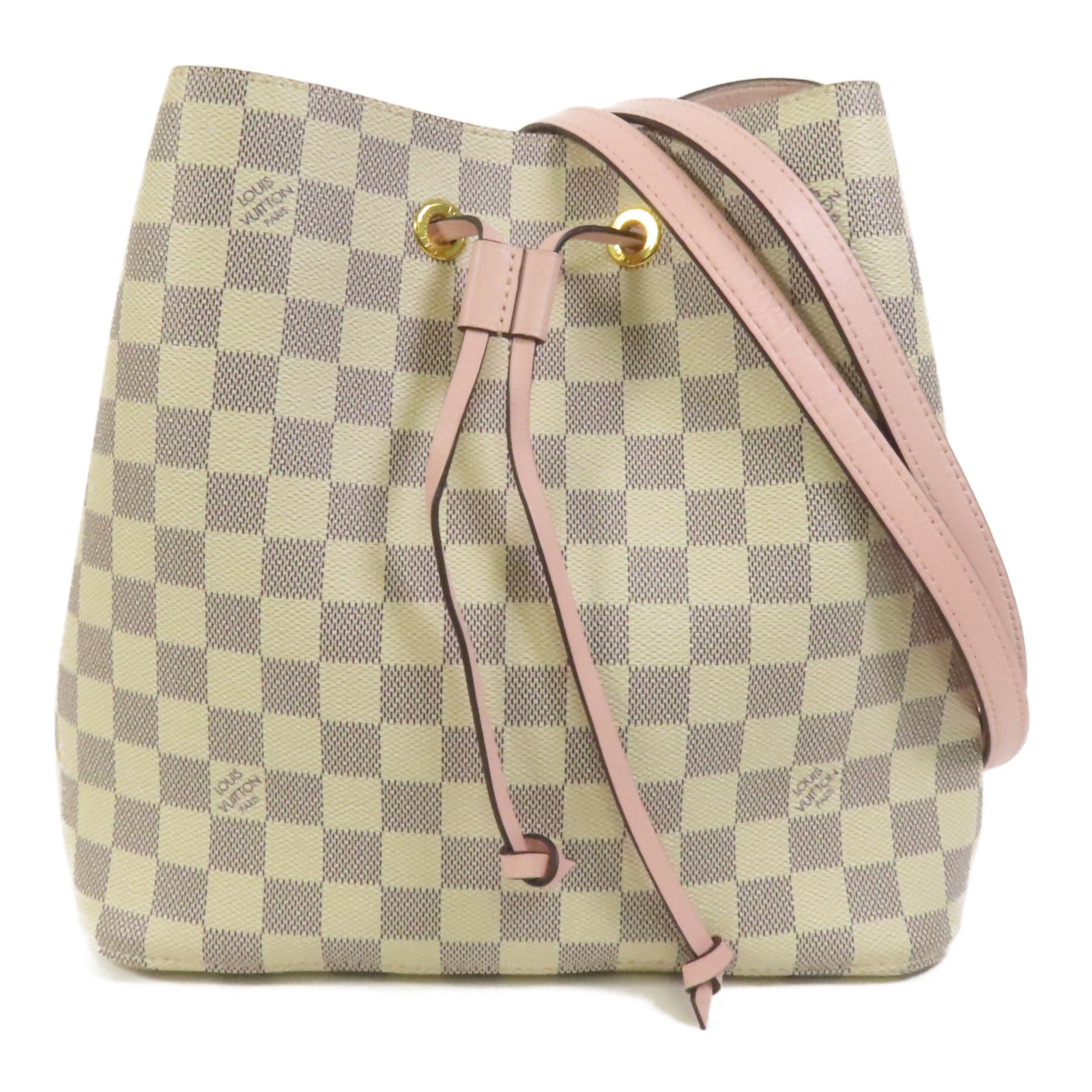 LOUIS VUITTON Damier Azur Neo Noe金扣肩背袋白色