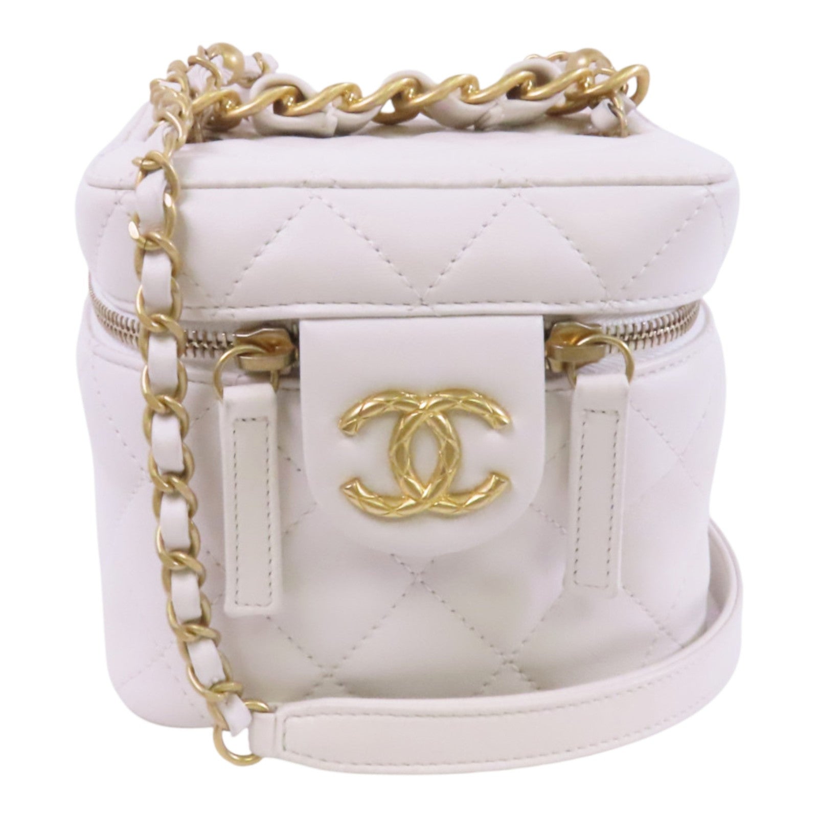 CHANEL 牛皮皮革Vanity Bag金扣鏈帶肩背袋