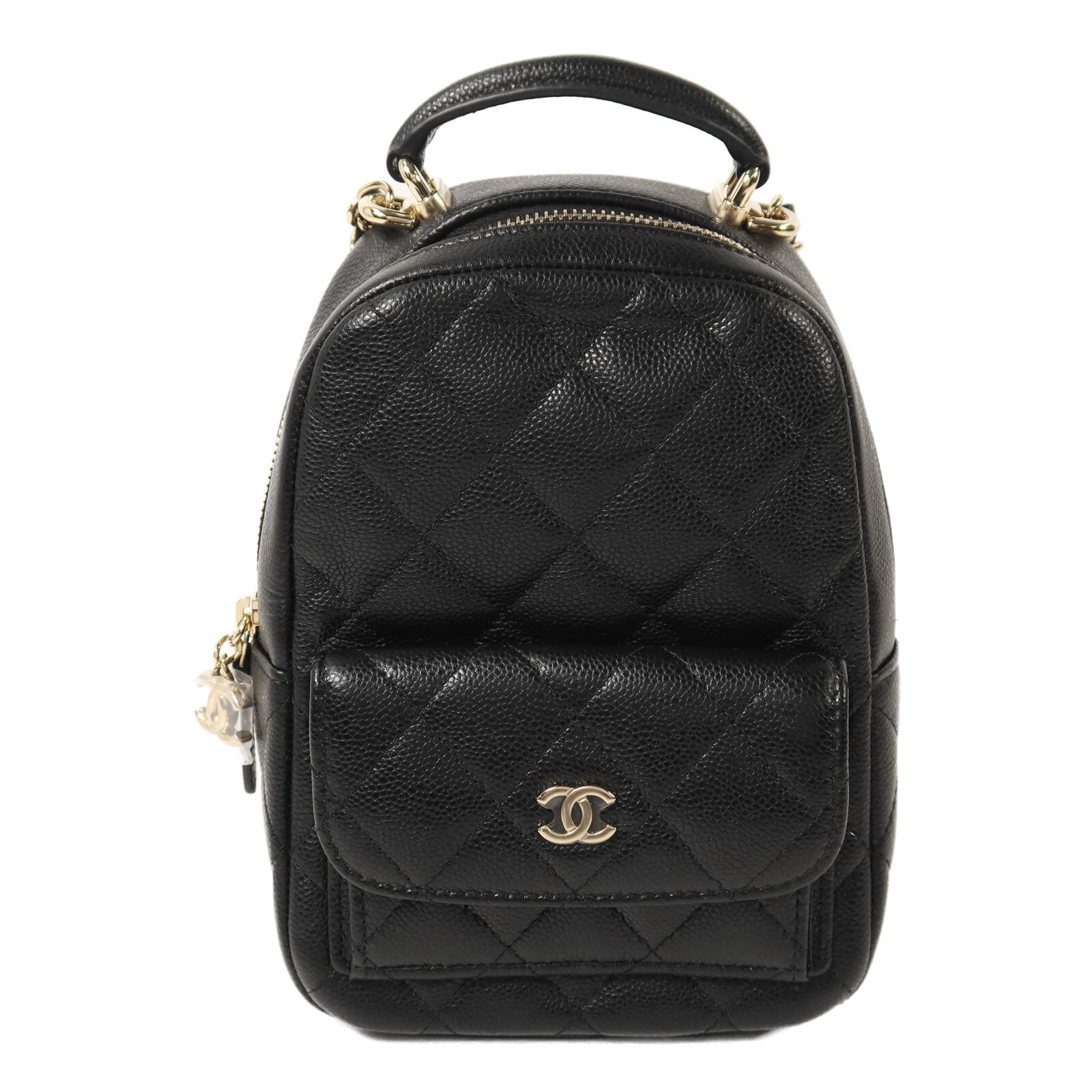 CHANEL 牛皮皮革Matelasse Mini Backpack金扣鏈帶背包