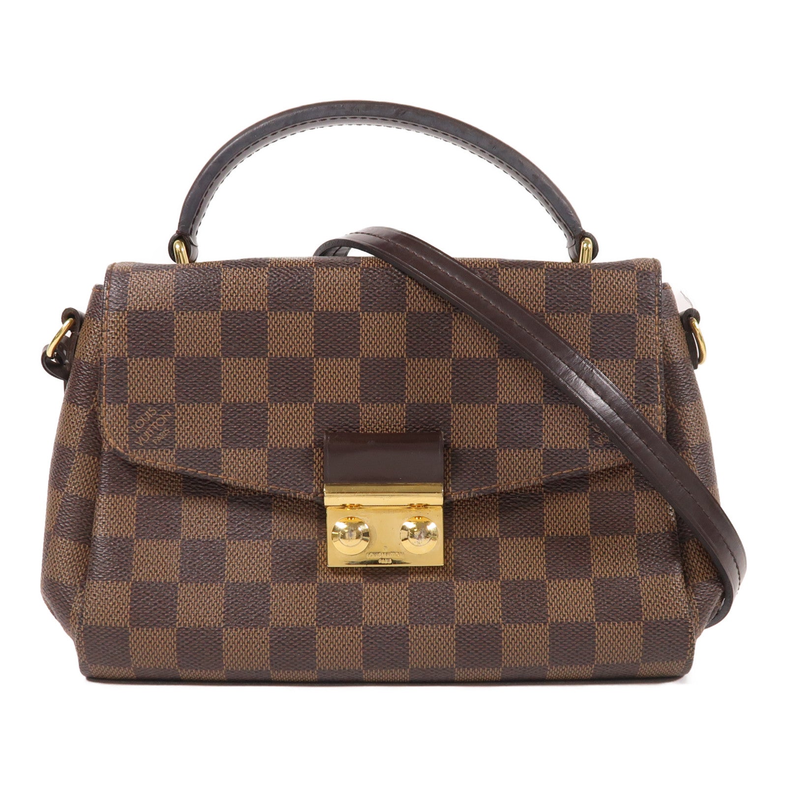 LOUIS VUITTON Damier Croisette金扣手挽肩背兩用袋