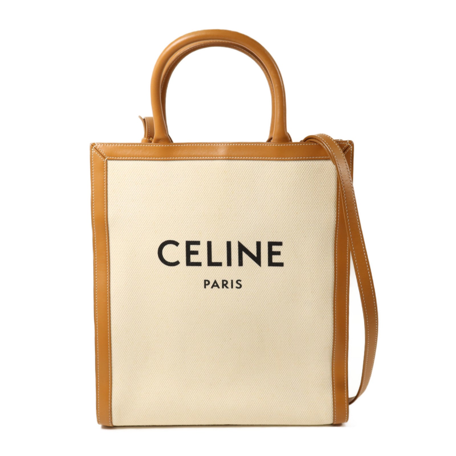 CELINE 【激減優惠】帆布/皮革Cabas金扣手挽肩背兩用袋